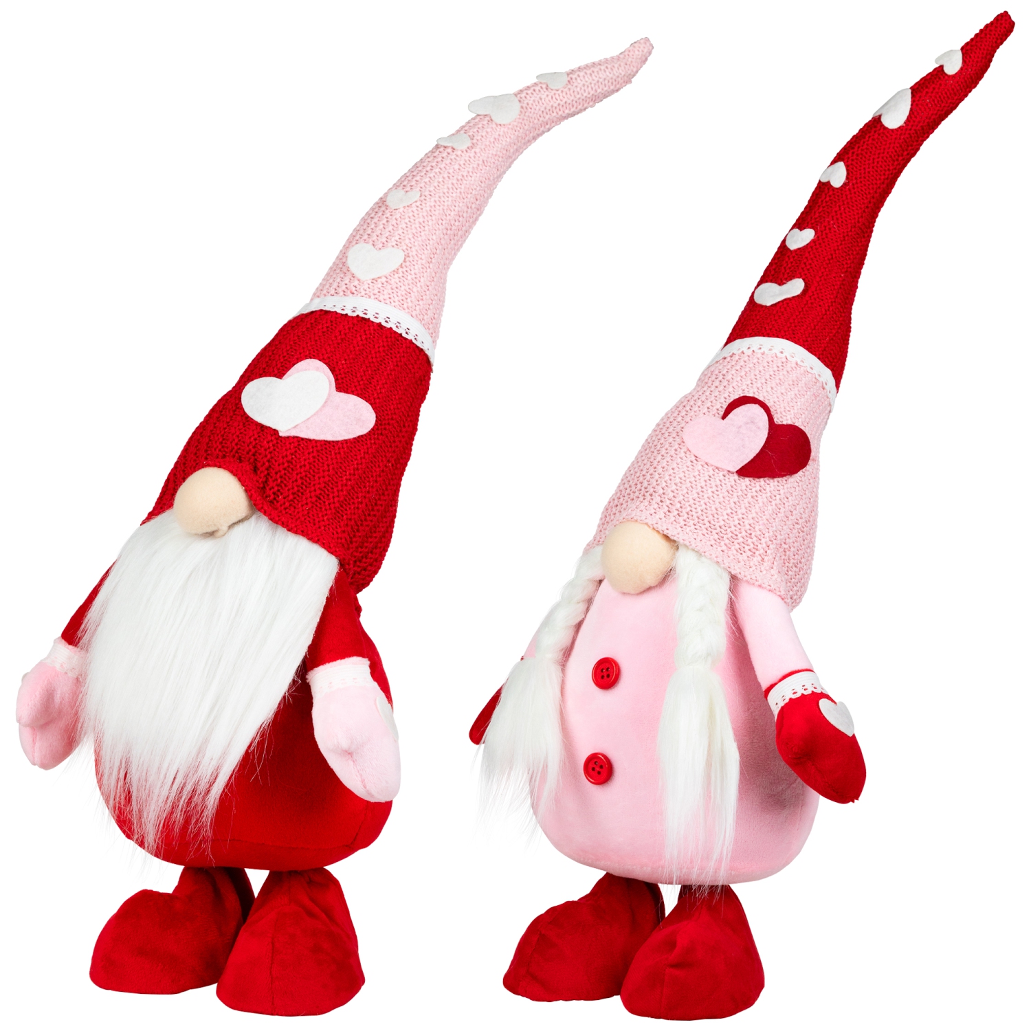 Gnomes with Knitted Hats Valentine's Day Decoration - 23" - Set of 2