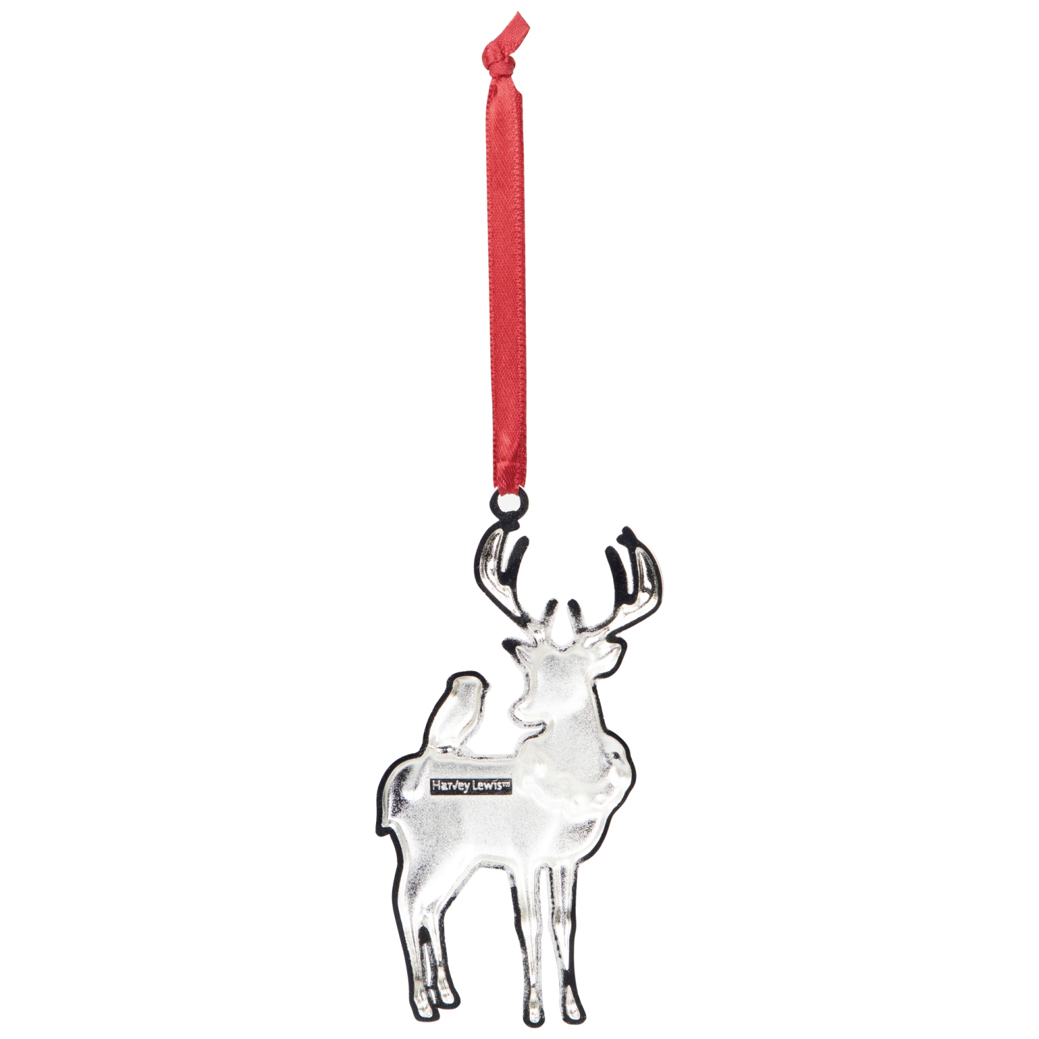 Reindeer with Cardinal and Wreath Christmas Ornament - 4"