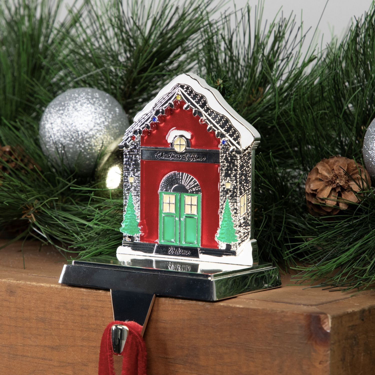 Welcome Christmas At Home House Stocking Holder - 4.5"
