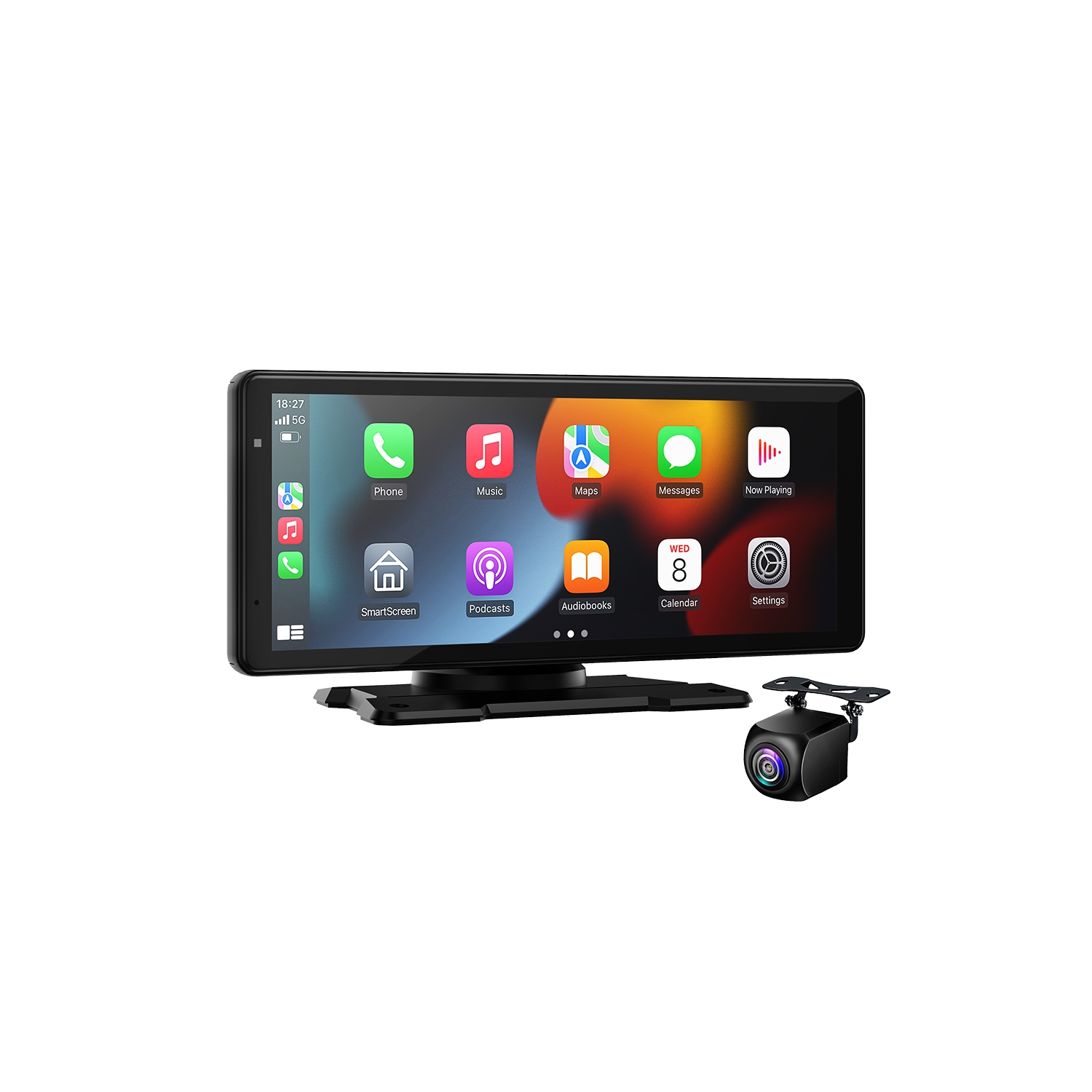 Multimédia 8.1&nbsp;po Écran tactile Portable sans fil CarPlay et Android Auto avec caméra de recul, haut-parleur et microphone intégrés pour l'auto