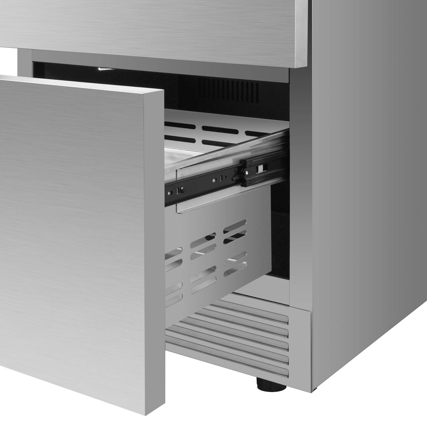 Forno Como – Réfrigérateur à tiroir intérieur extérieur de 24&nbsp;po, 4,87&nbsp;pi³, intérieur en acier inoxydable, tablettes réglables, éclairage