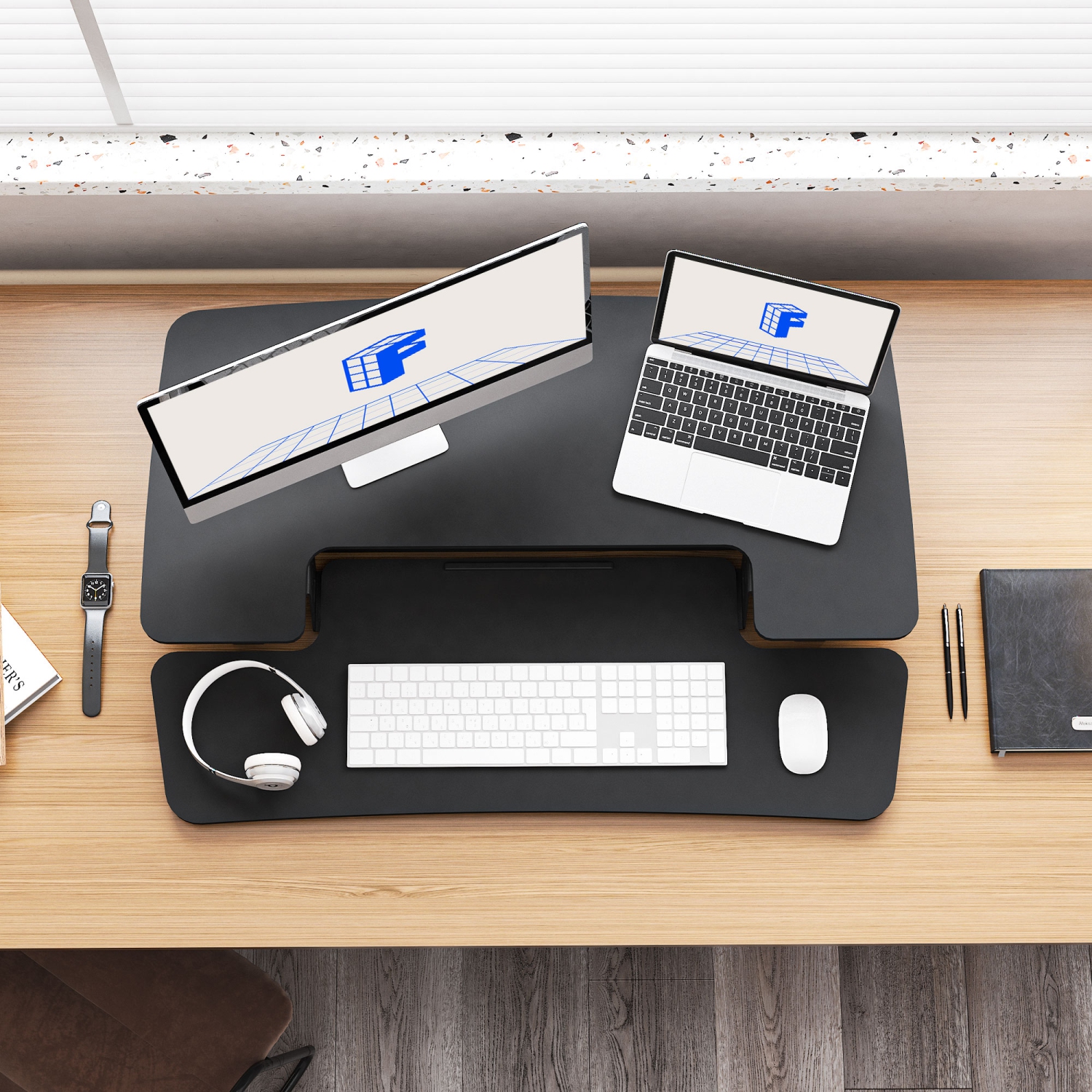 FlexiSpot 35in Standing Desk Converter, Black