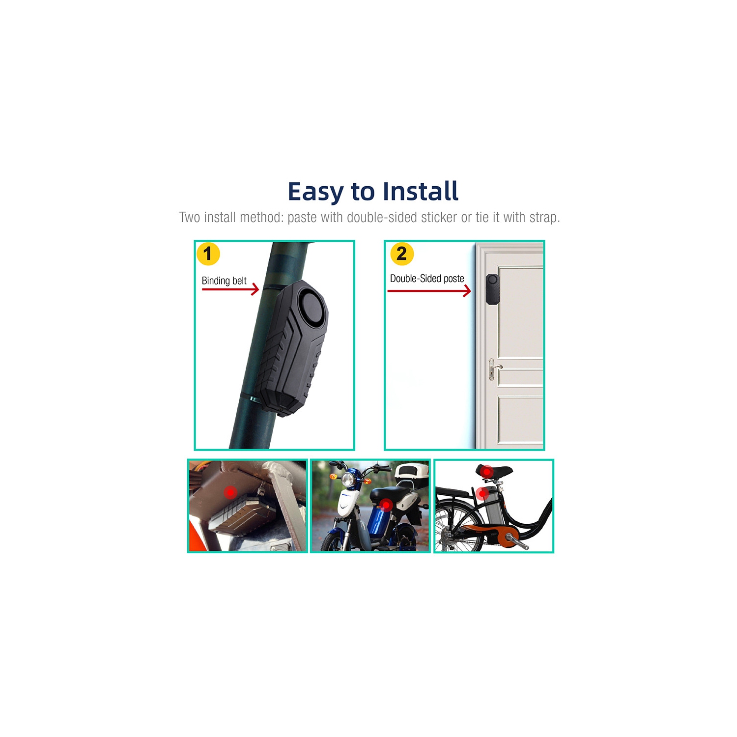 Bike Alarm with Remote(1 Pair), 113dB Wireless Anti-Theft Vibration Motorcycle Bicycle Alarm Vehicle Security Alarm System