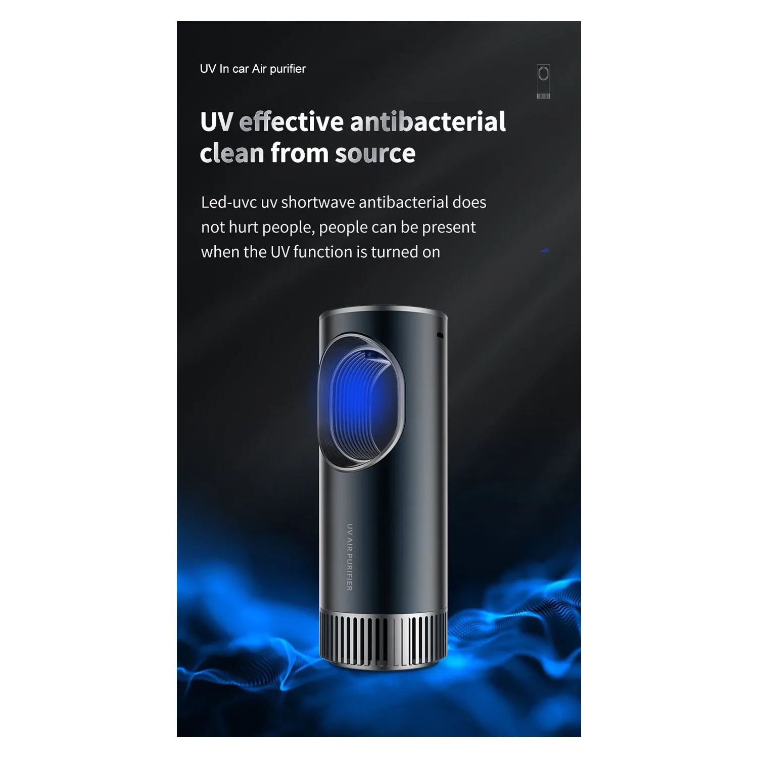 UVC Air Purifier Negative ions Ozonizer Portable Air Disinfectant Car Interior Cleaner Deodorant for Cars Vehicle Sterilizer