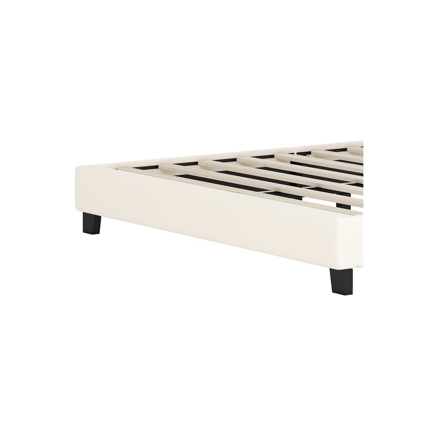 Lit rembourré princesse Kepooman avec tête de lit Crown, lit plateforme pleine grandeur avec tête et pied de lit - Crème