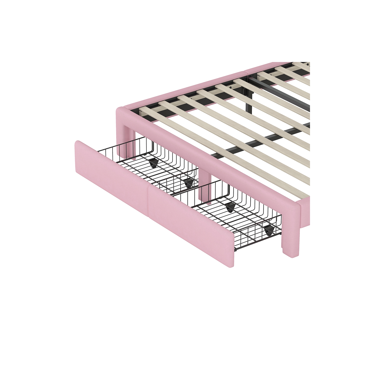 Lit double rembourré Rainbow Design Kepooman, lit plateforme en velours Princess avec tiroir de rangement
