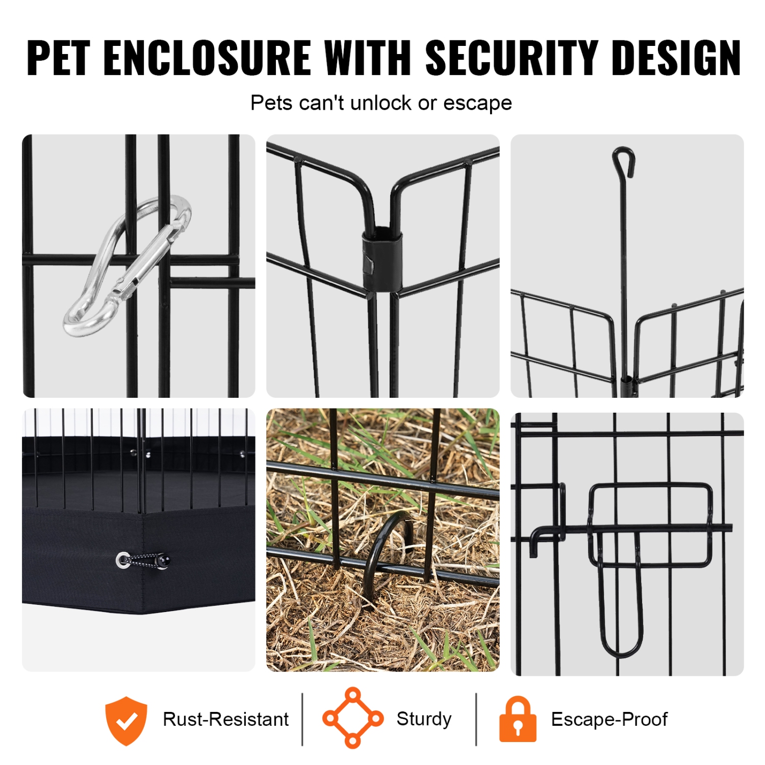 VEVOR 4 Pcs 24 x 36 in Panels Foldable Metal Pet Exercise Pen, Dog Fence Indoor and Outdoor Pen with Door and 600D Oxford Fabric Bottom Pad, for