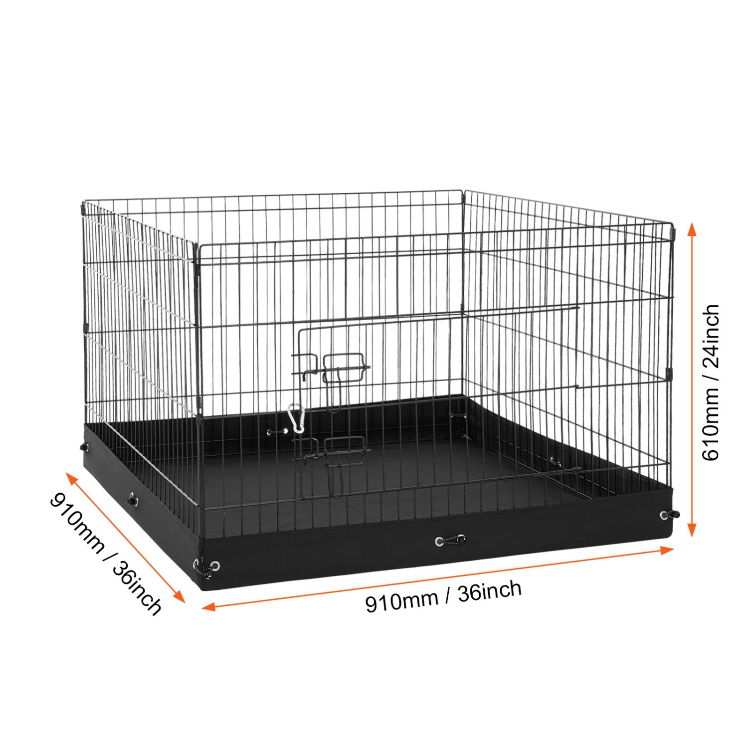 VEVOR 4 Pcs 24 x 36 in Panels Foldable Metal Pet Exercise Pen, Dog Fence Indoor and Outdoor Pen with Door and 600D Oxford Fabric Bottom Pad, for