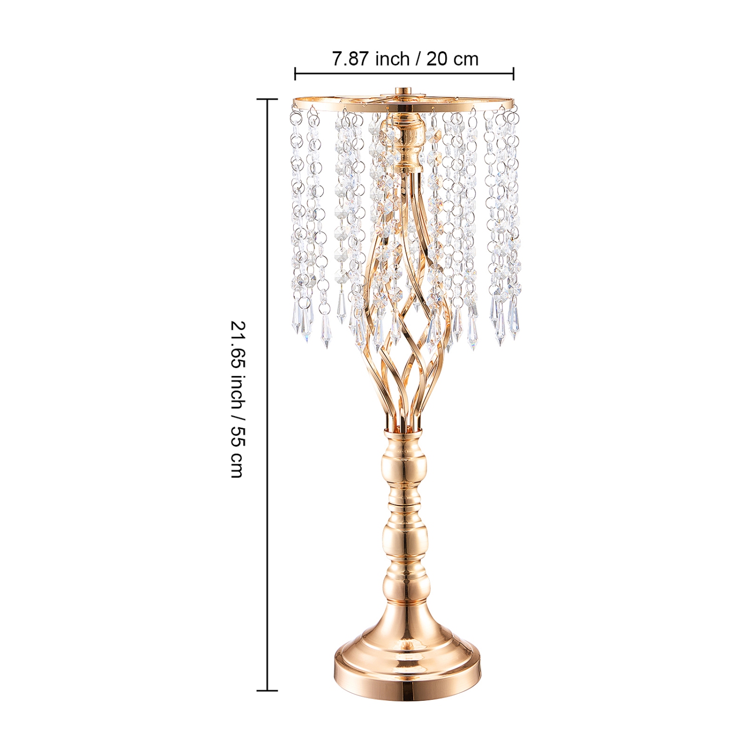 VEVOR 10PCS 55&nbsp;cm/21,65" Grand support de fleurs de mariage en cristal, vase de table de mariage en métal, porte-fleurs doré pour tables Souper