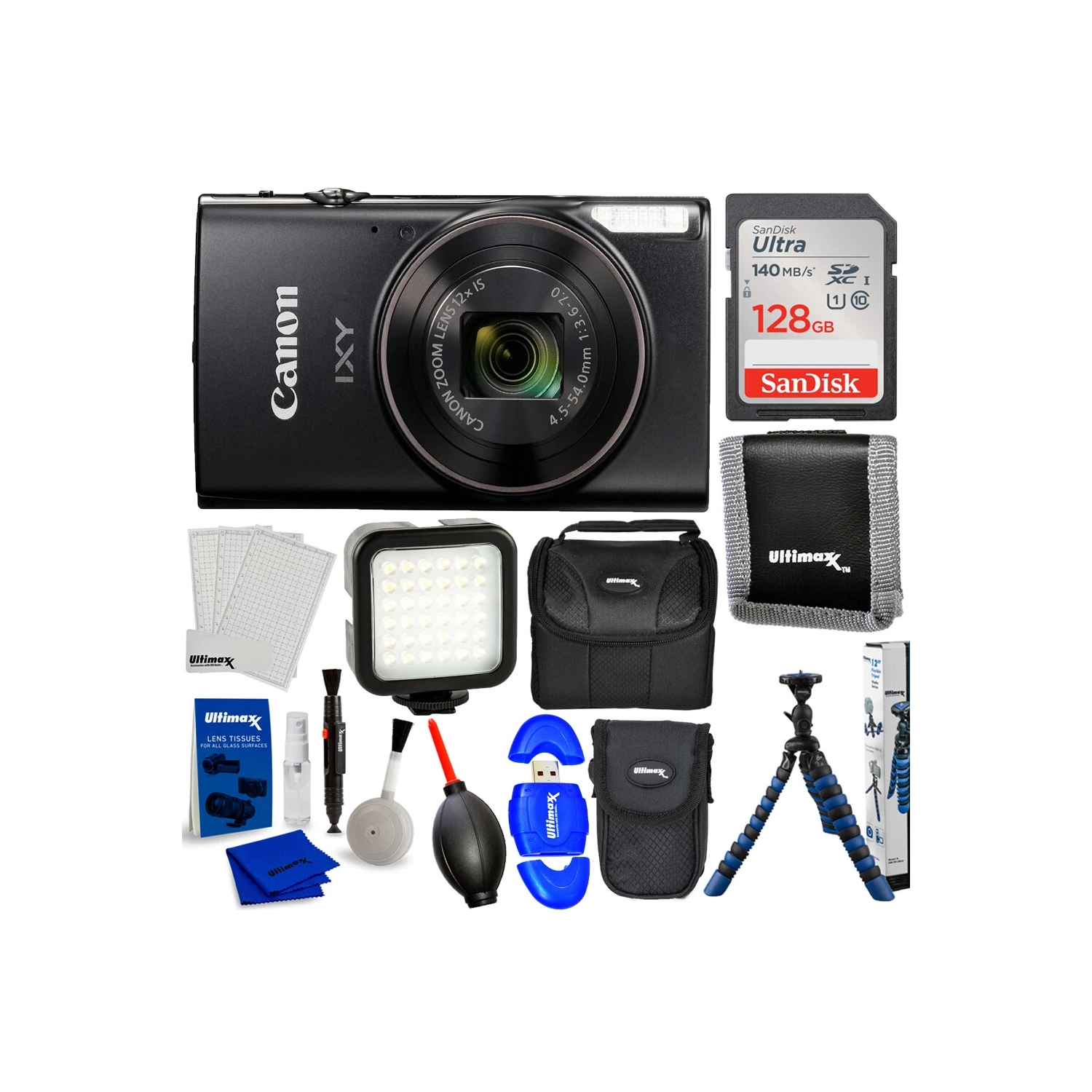 Appareil photo numérique compact IXY650 IXY650BK de Canon - Ensemble de 10 accessoires