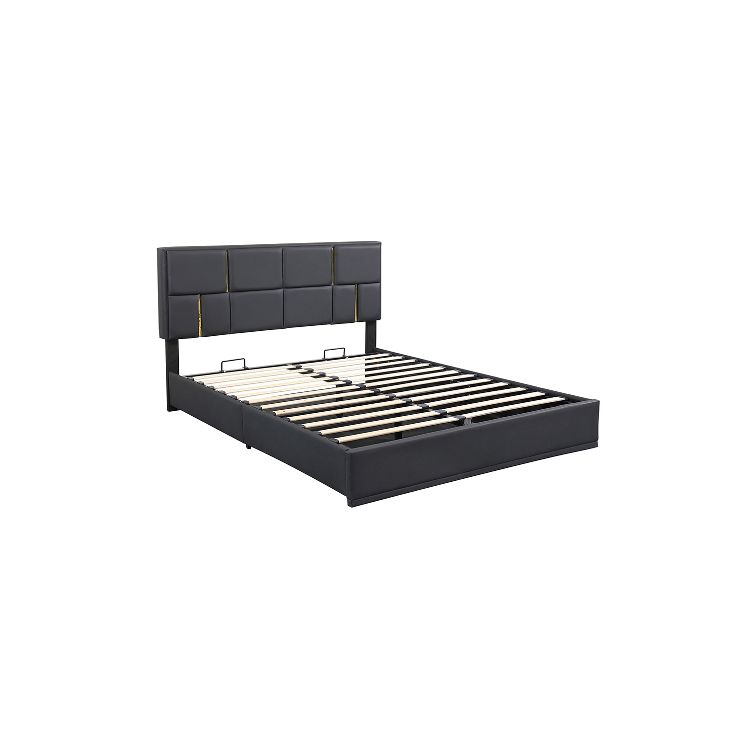 Kepooman 2-Pieces Bedroom Sets,Queen Size Upholstered Platform Bed with Hydraulic Storage System - Black