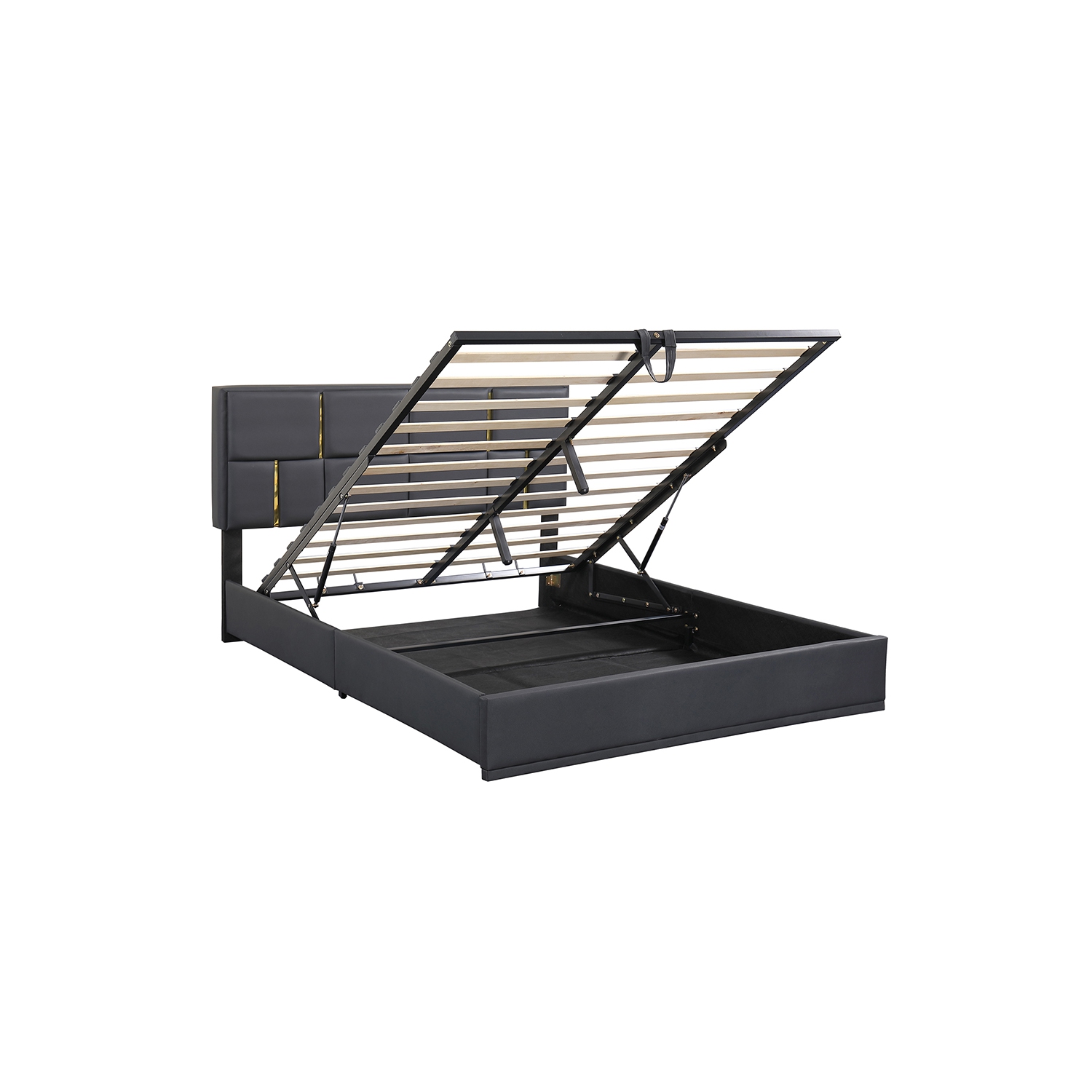 Kepooman 2-Pieces Bedroom Sets,Queen Size Upholstered Platform Bed with Hydraulic Storage System - Black