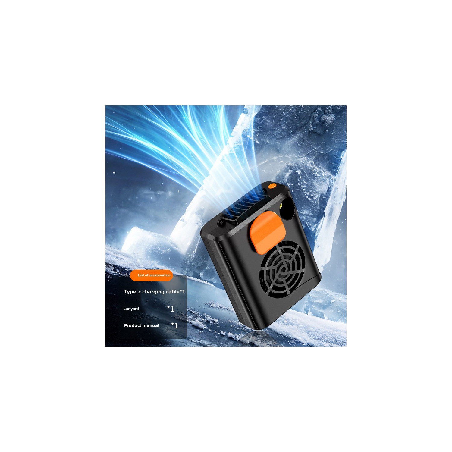 Waist-hanging fan, portable waist-clip USB charging portable outdoor leafless neck-hanging fan, desktop handheld small fan - blue