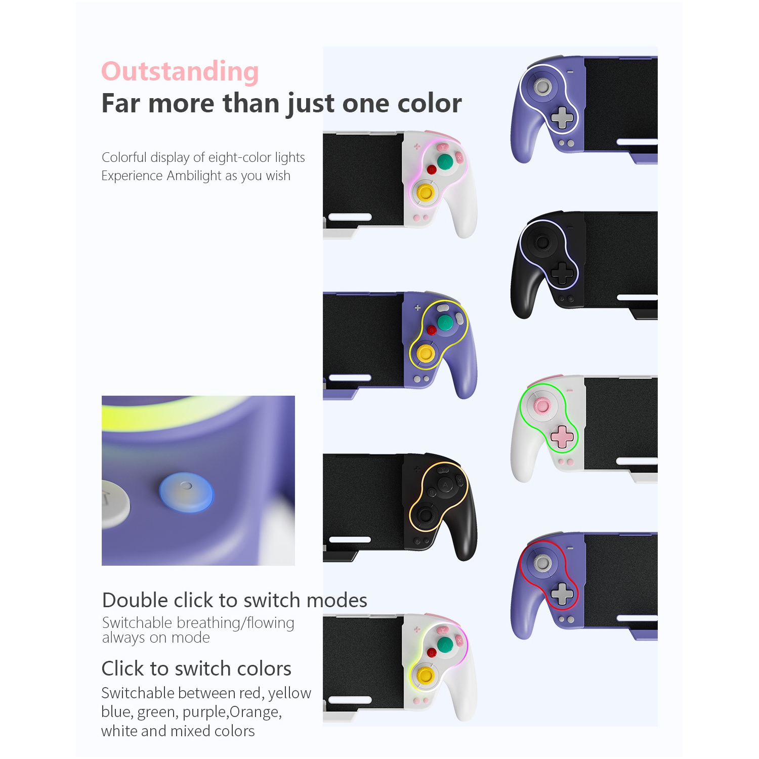 Commutateur Lianyou, prêt à l'emploi, manette de jeu rétro nostalgique, programmation avec poignée somatosensory OLED, manette sans fil - blanc