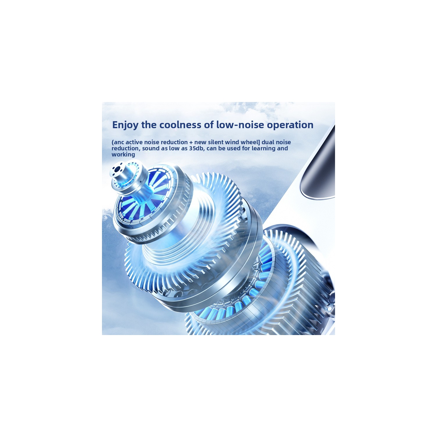 Semiconductor Refrigeration Neck Hanging Fan USB Charging Leafless Cooling Fan Outdoor Portable Digital Display Small Fan - N90 Lavender