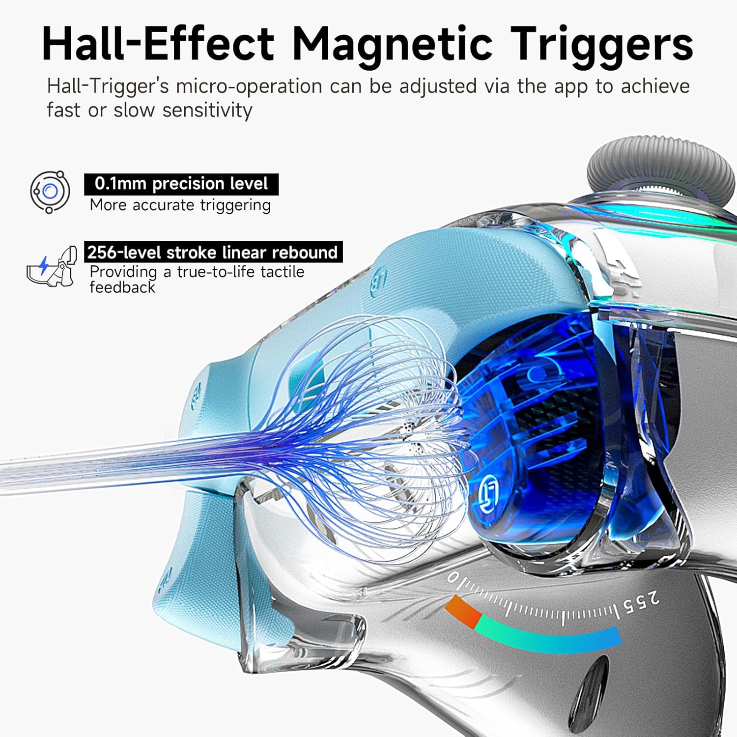 Poignée magnétique K10, commutateur 2, manette de jeu sans fil pour PC avec base de chargement, manche à balai à effet Hall et gâchette - blanc