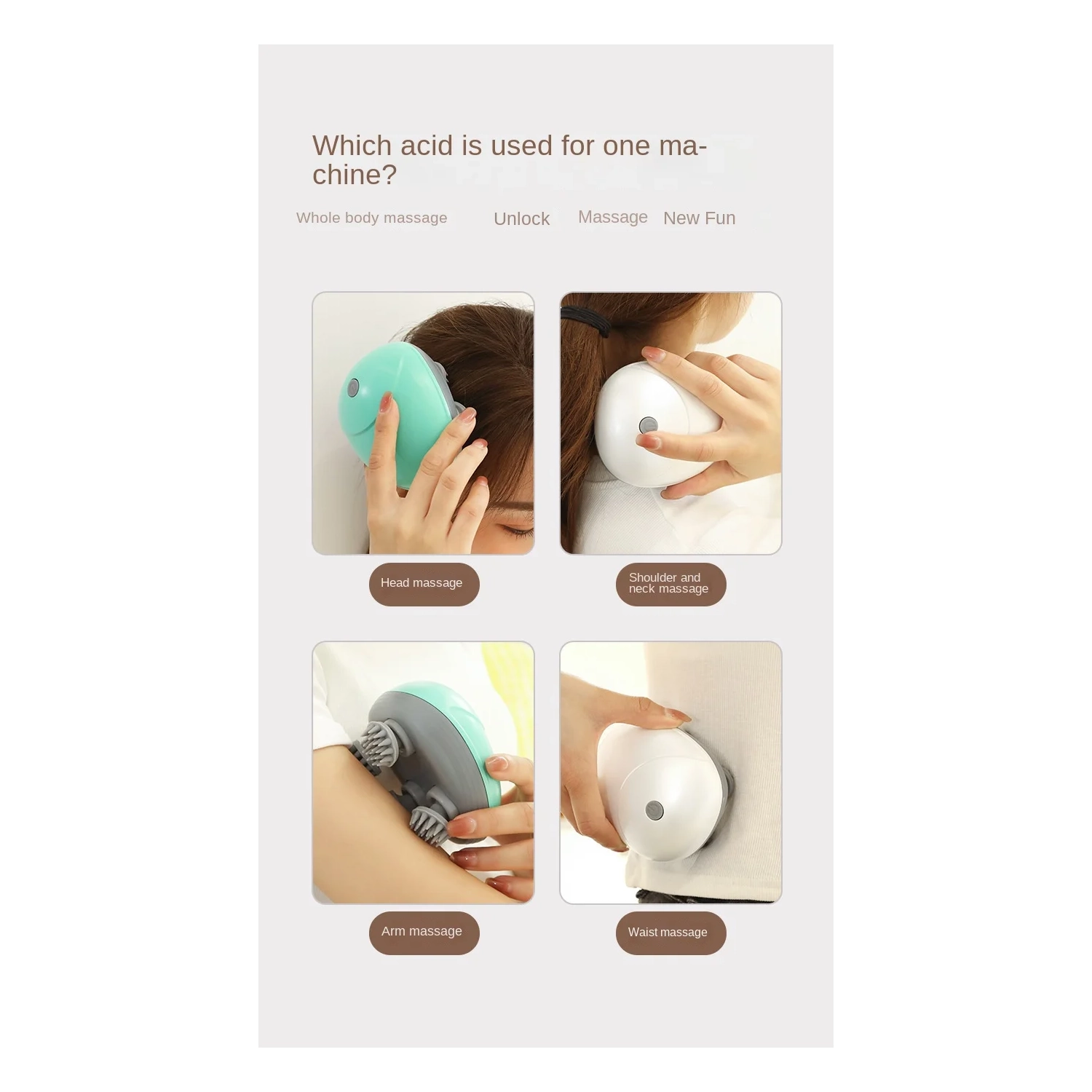 Portable Head Spa Stress Relief Electric Scalp Hair Massager Wireless Scalp Head Massager, 5 in 1 Kneading 128 Massage Nodes, Waterproof Hair