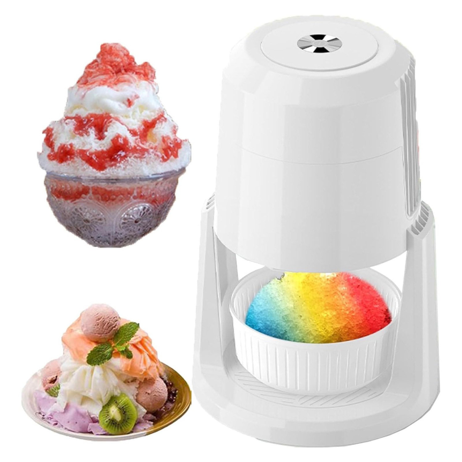 Shaved Ice, Snow Cone and Shaved Ice Machine with 2 Reusable Plastic Ice Mold Cups,for Homemade Shaved Ice, Slushies, Cocktails & More