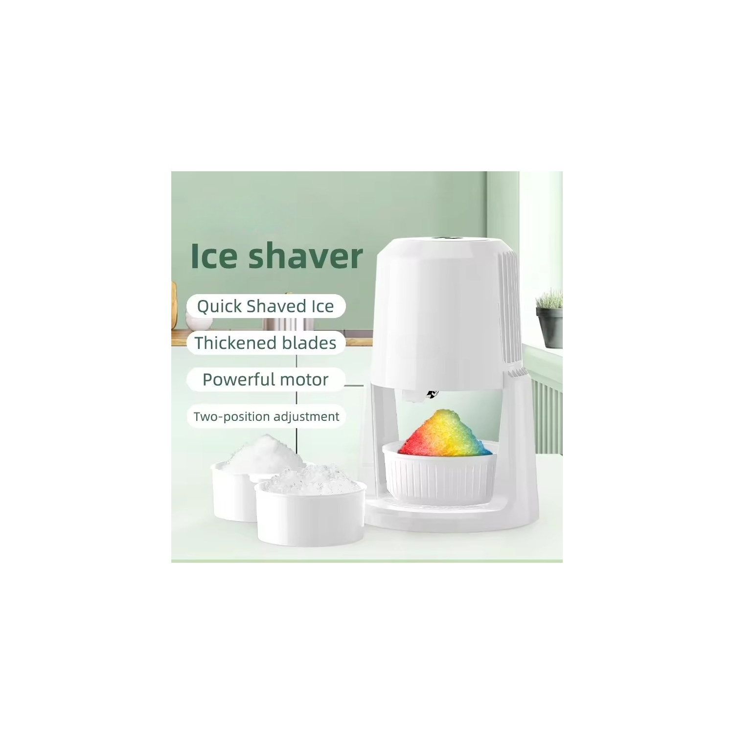Shaved Ice, Snow Cone and Shaved Ice Machine with 2 Reusable Plastic Ice Mold Cups,for Homemade Shaved Ice, Slushies, Cocktails & More
