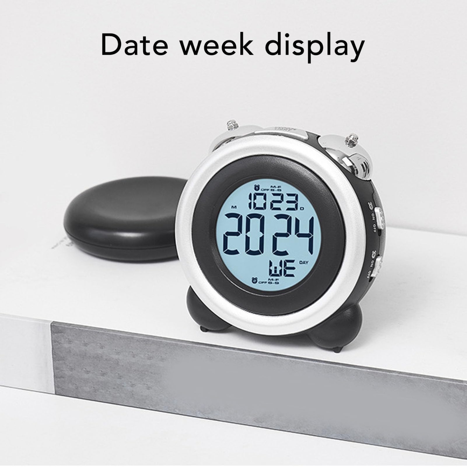 Réveille-matin avec lit secoueur, réveil vibrant alimenté par piles, grand écran, fonction de rappel d'alarme, volume réglable ＆ luminosité, pour les