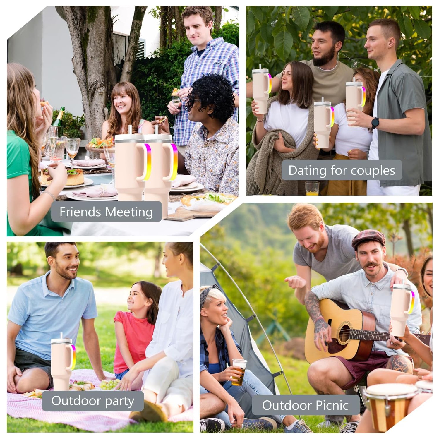 LED Light Up Handle Compatible with Stanley 40oz/30oz, Glow Tumbler Handle Suit for Stanley Accessories Use for Outdoor, Party, Home