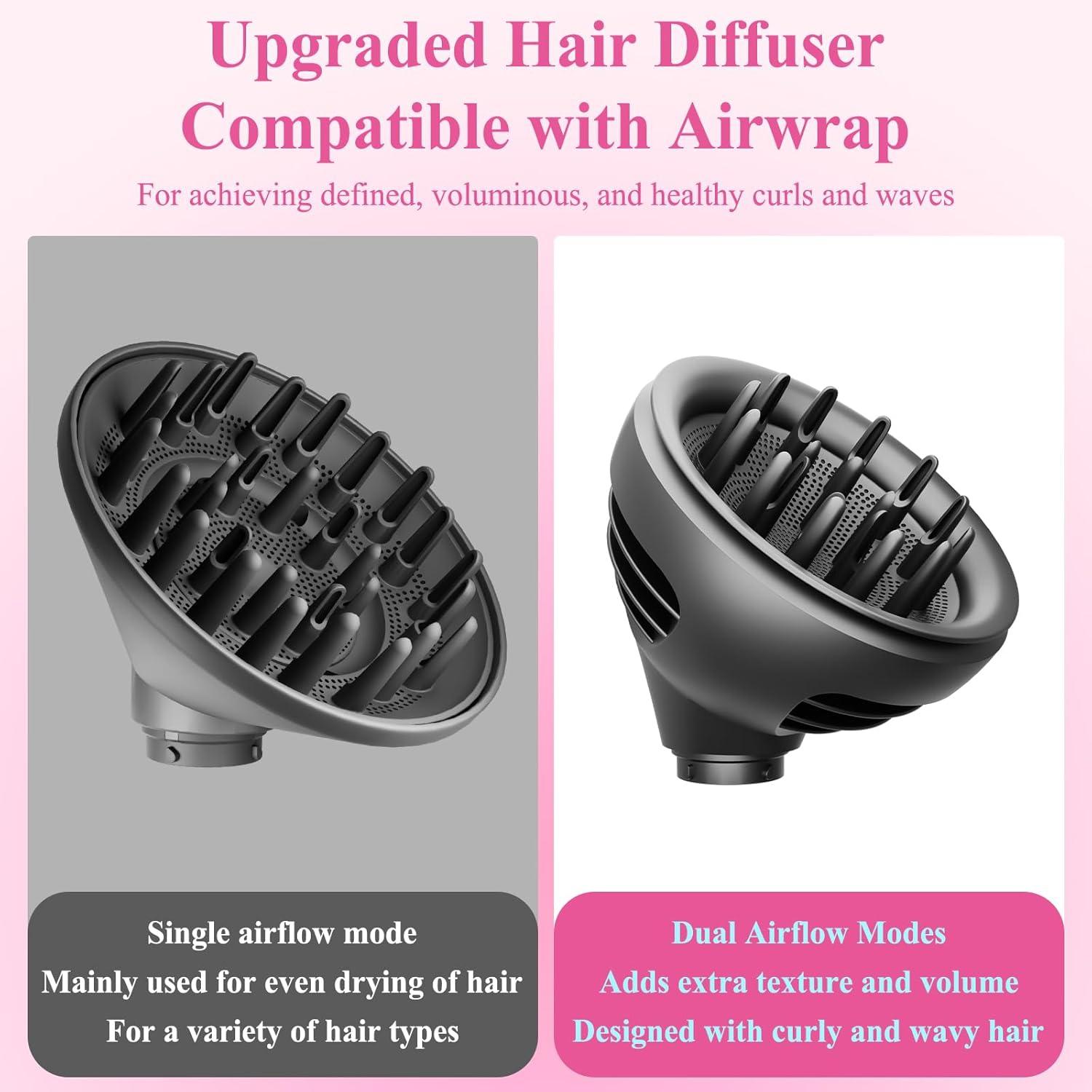 Wave Curl Diffuser Compatible with Dyson,Dome & Diffuse Modes for Curl Wave Hair,Hair Diffuser Attachment for Dyson HS01/05
