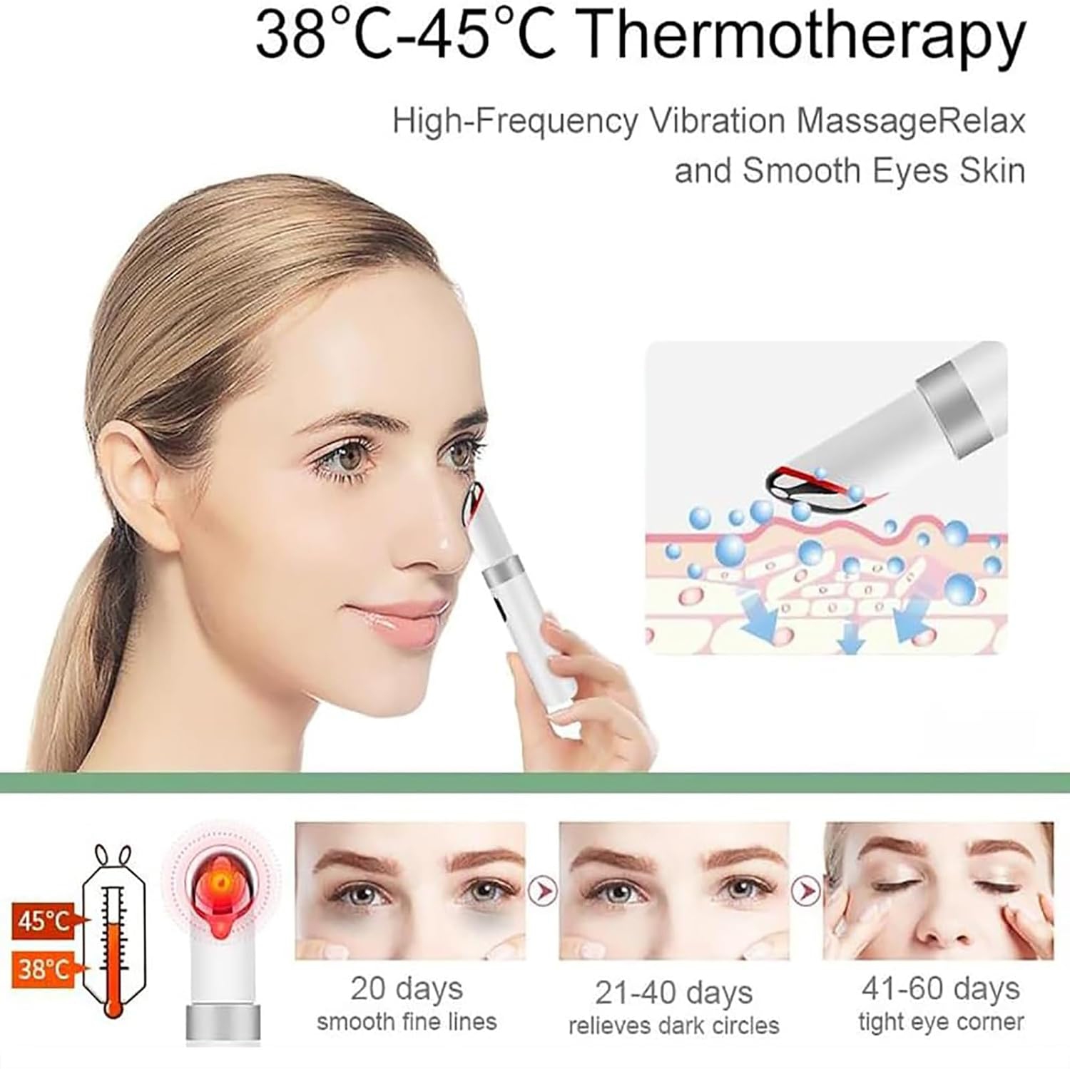 Eye Lift Wand,Red Light Eye Massager for Eye Bags Dark Circles Puffiness,Electrical Face Neck Sculpting Pen for Fine Lines & Wrinkles