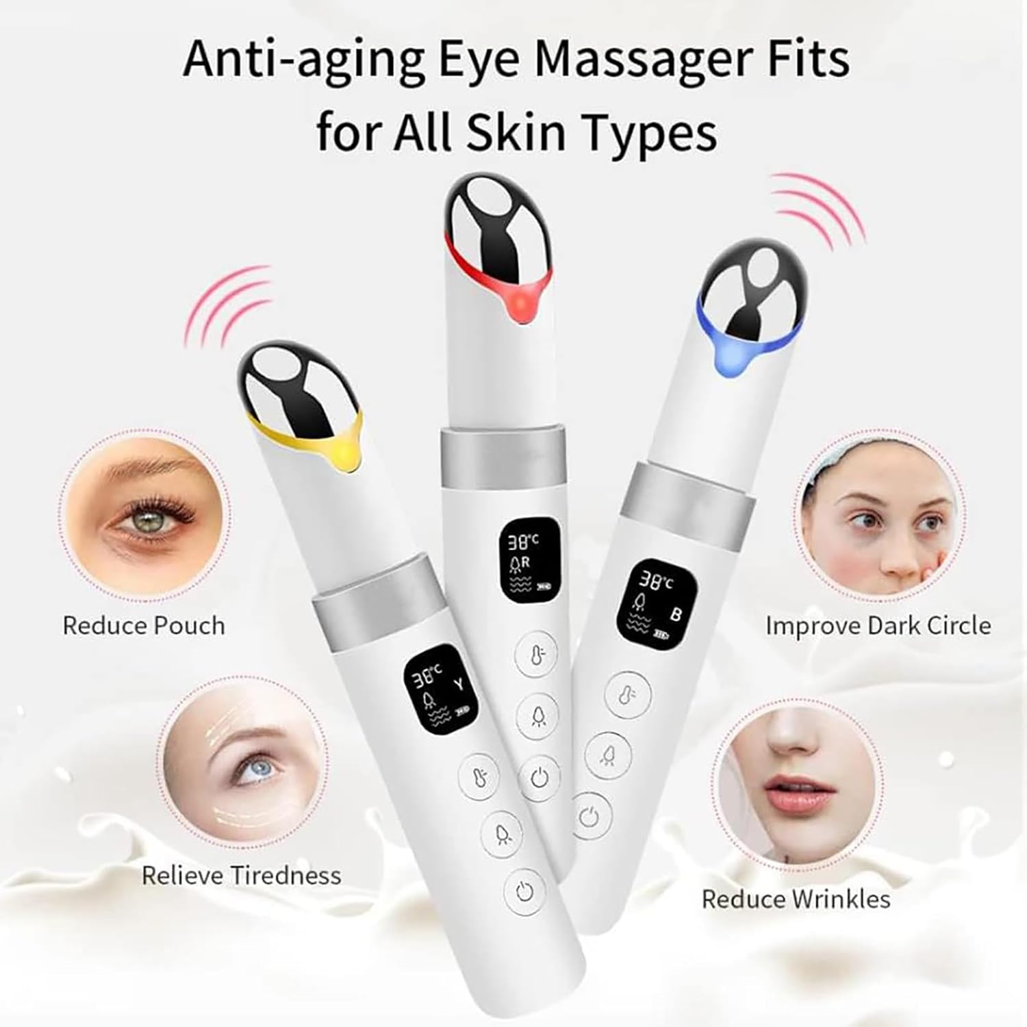 Eye Lift Wand,Red Light Eye Massager for Eye Bags Dark Circles Puffiness,Electrical Face Neck Sculpting Pen for Fine Lines & Wrinkles