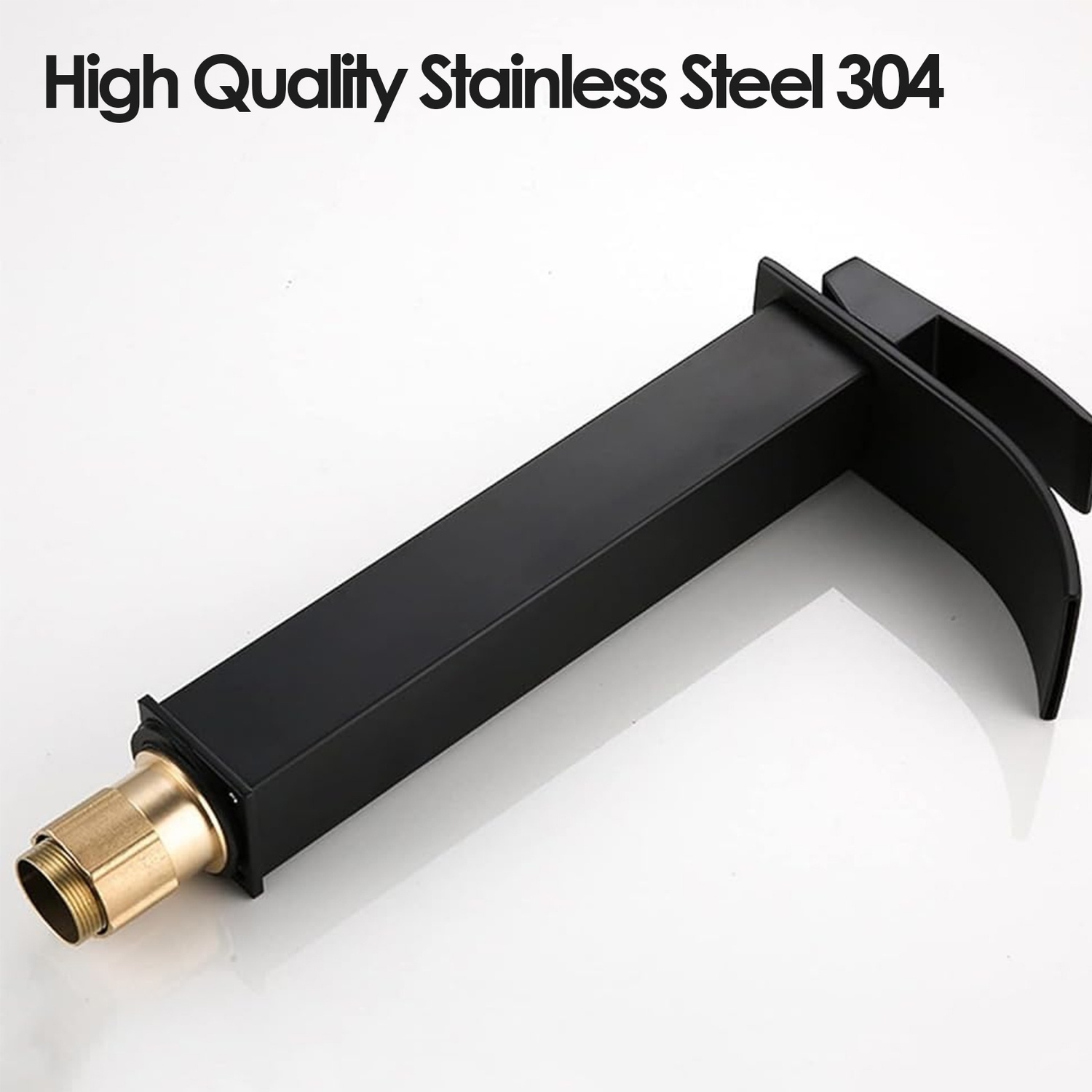 Black Single-Lever Waterfall Faucet, Square Stainless Steel Basin Faucet Suitable for Kitchen, Bathroom