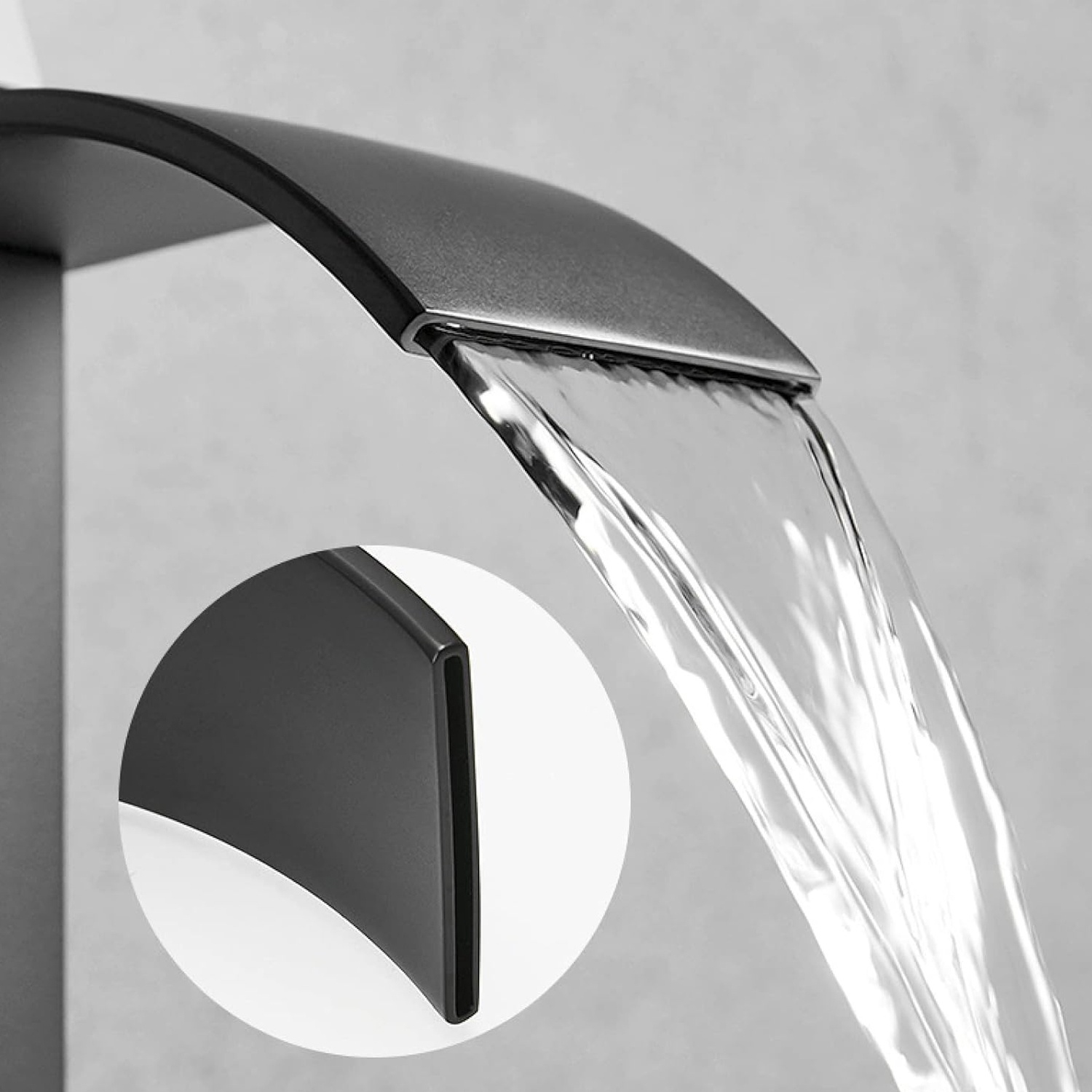 Black Single-Lever Waterfall Faucet, Square Stainless Steel Basin Faucet Suitable for Kitchen, Bathroom