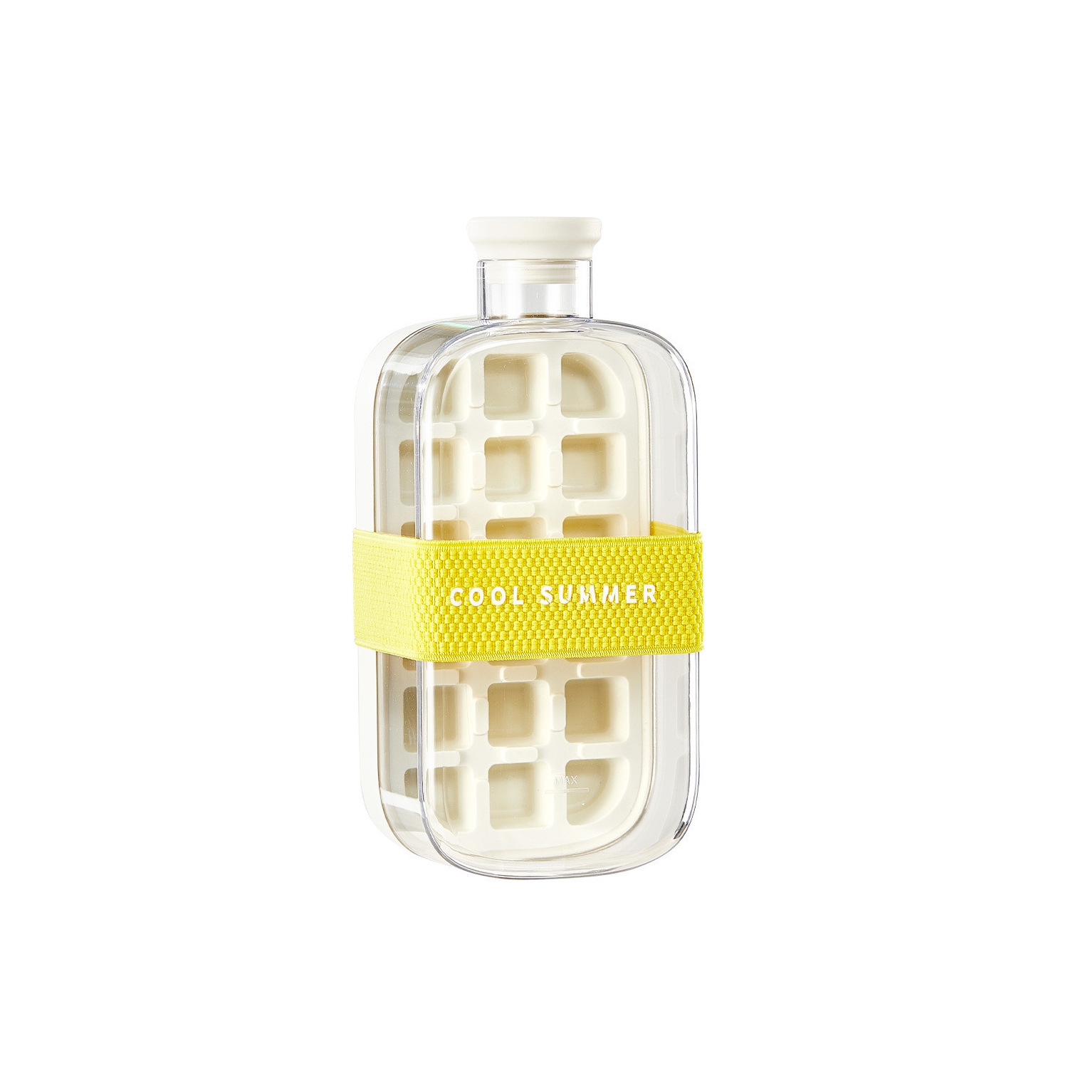 Ice Cube Bottle, 2 in 1 Touch-Free Ice Cube Tray Water Bottle, Press to Thaw Ice, for Making Ice Cubes for Summer Coffee, Juice and Drinks