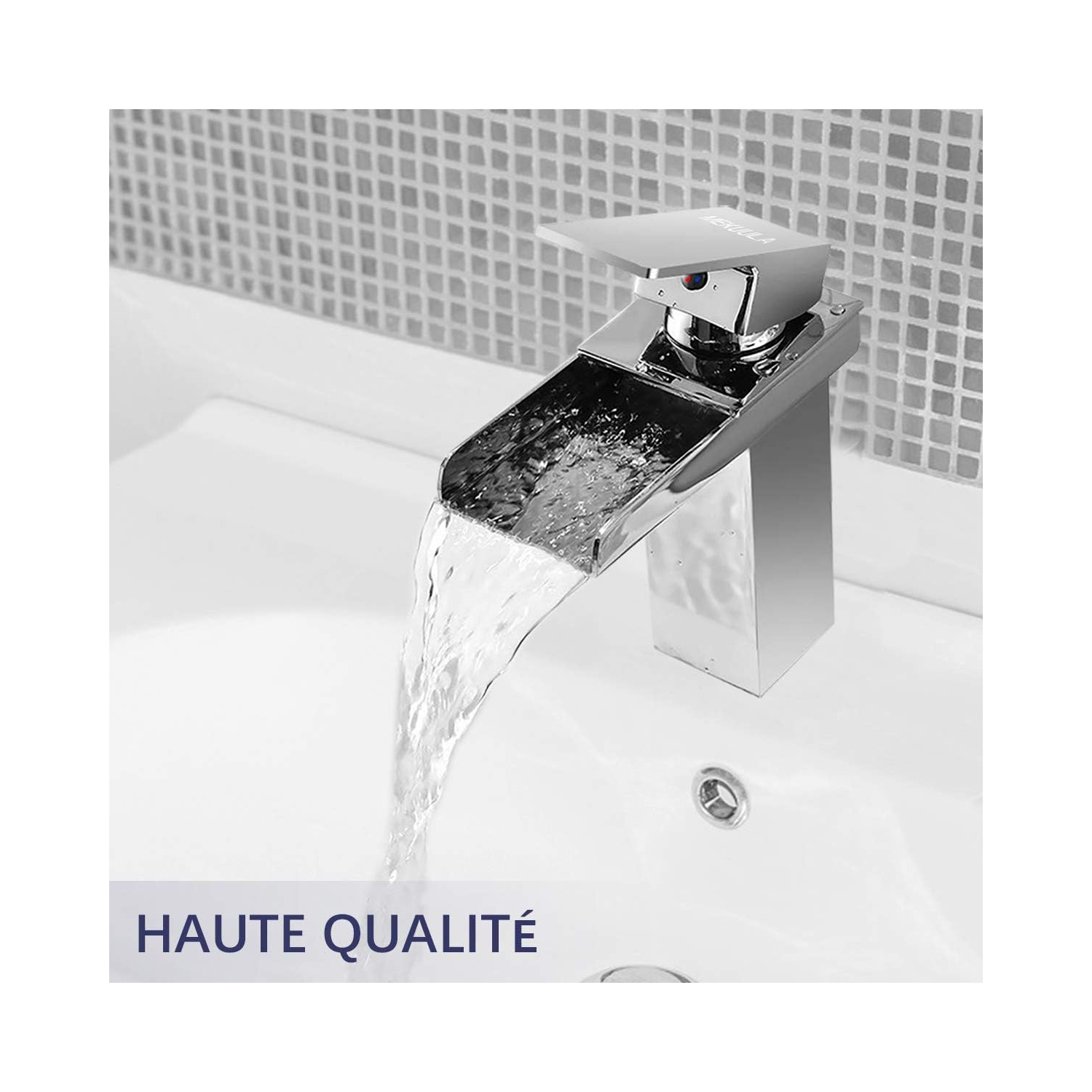 Robinet d'évier de salle de bain, robinet d'évier à une poignée moderne, eau chaude et froide disponible