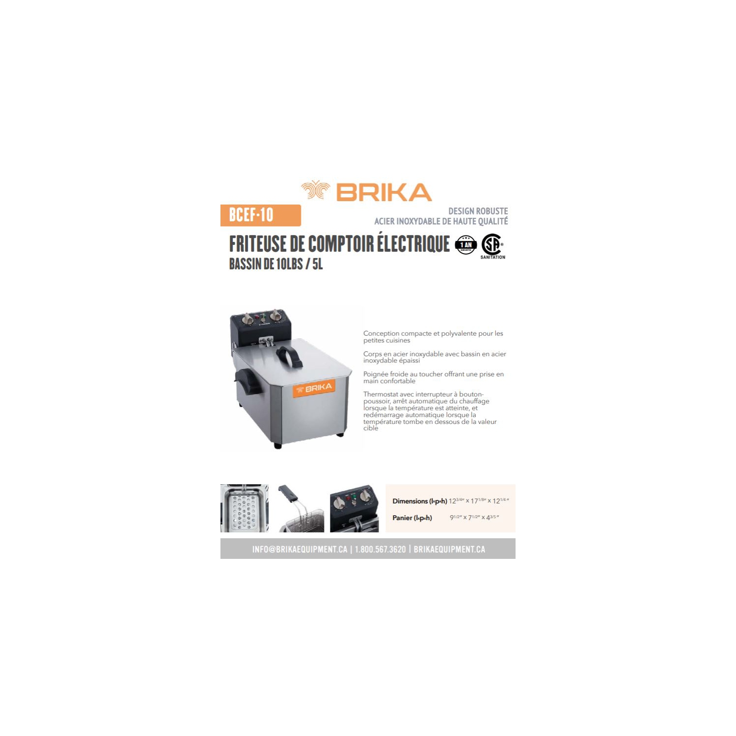 BRIKA BCEF-10 10lbs Countertop Electric Fryer