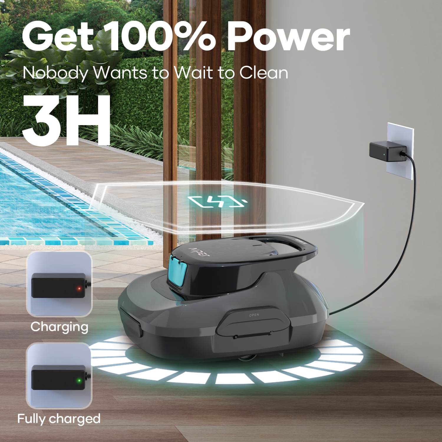 Aspirateur robot pour piscine Aiper Scuba SE, autonomie de 90 minutes, nettoyage automatique avec capacité de stationnement automatique, idéal pour