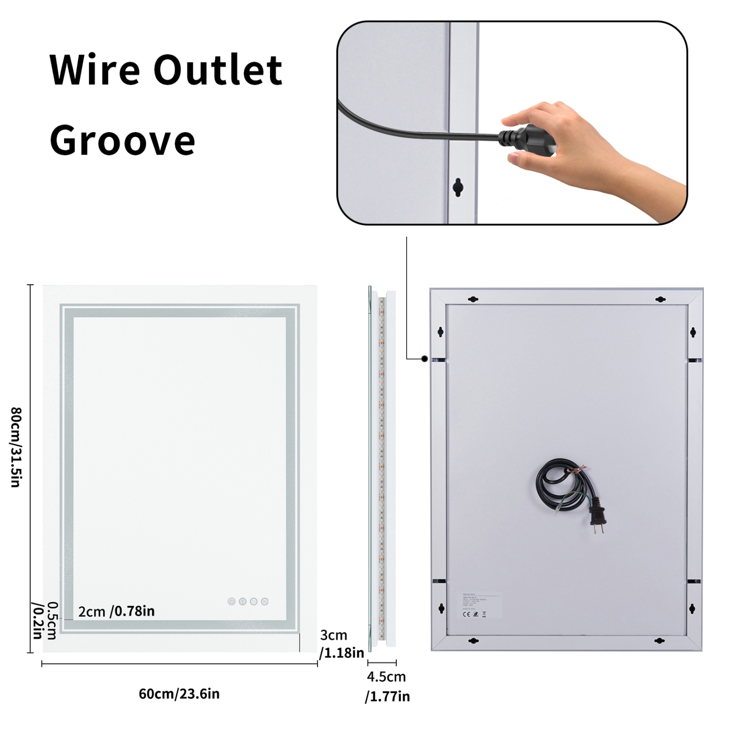 24x32 Inch LED Bathroom Mirror with RGB Lights Color Changing Backlit Mirror Shatterproof Dimmable Anti-Fog Lighted Vanity Mirror, RGB Multicolor