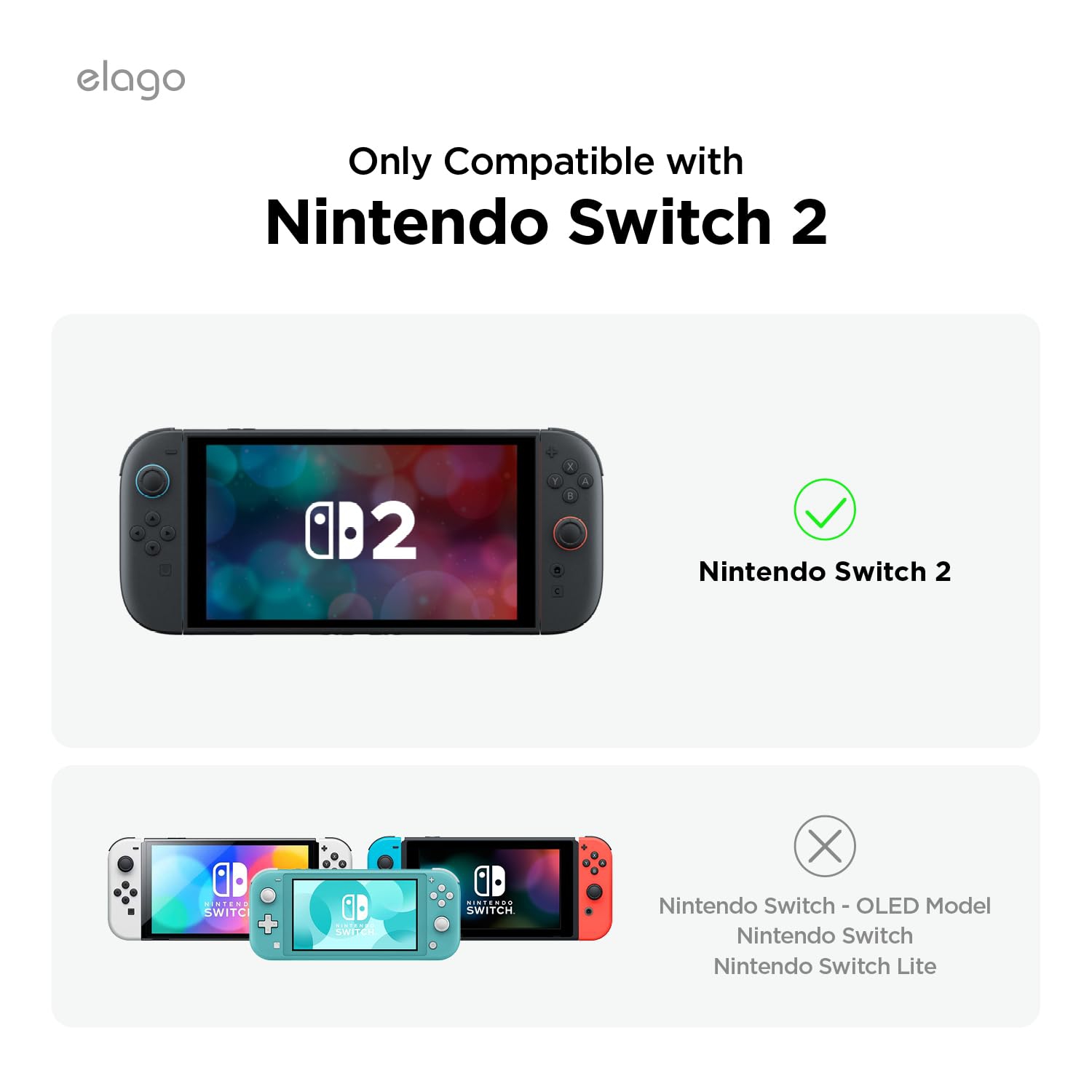 Étui pour PC transparent Elago compatible avec la Nintendo Switch 2, coque en PC rigide, résistant aux chocs, protection intégrale, prise