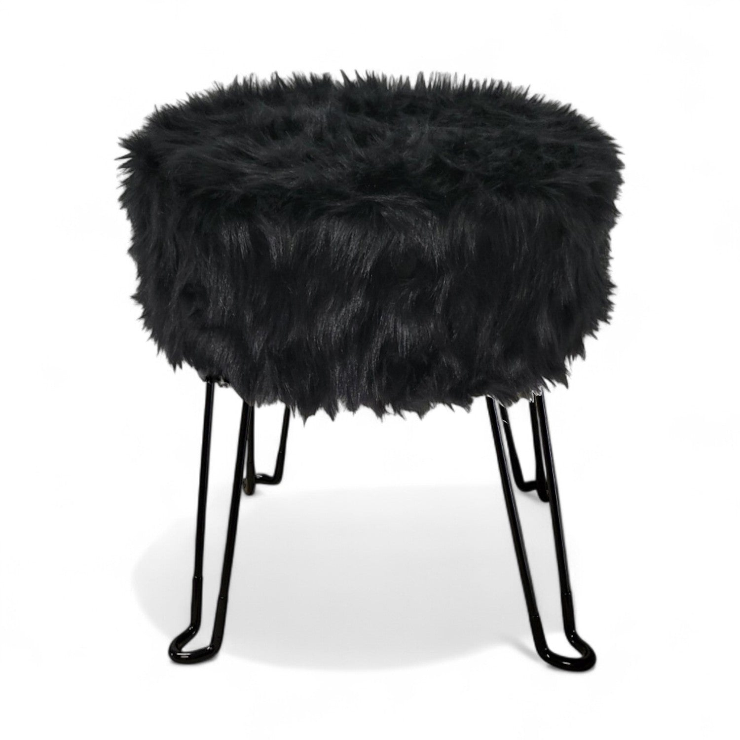 ITY International – Pouf moelleux à base en métal, 14,5&nbsp;po x 15,7&nbsp;po, noir