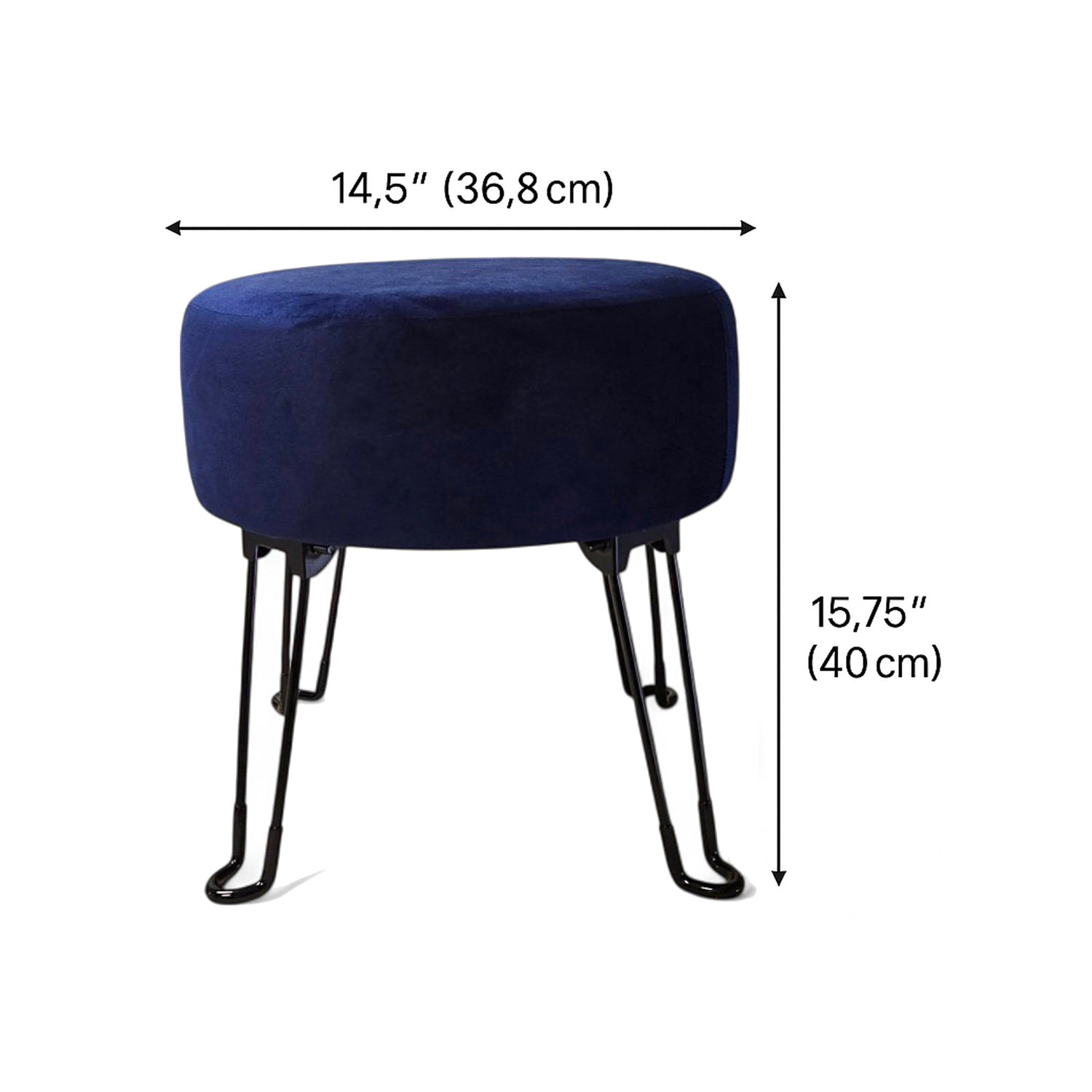 ITY International - Velvet Ottoman with Metal Base 14.5" x 15.7" Blue