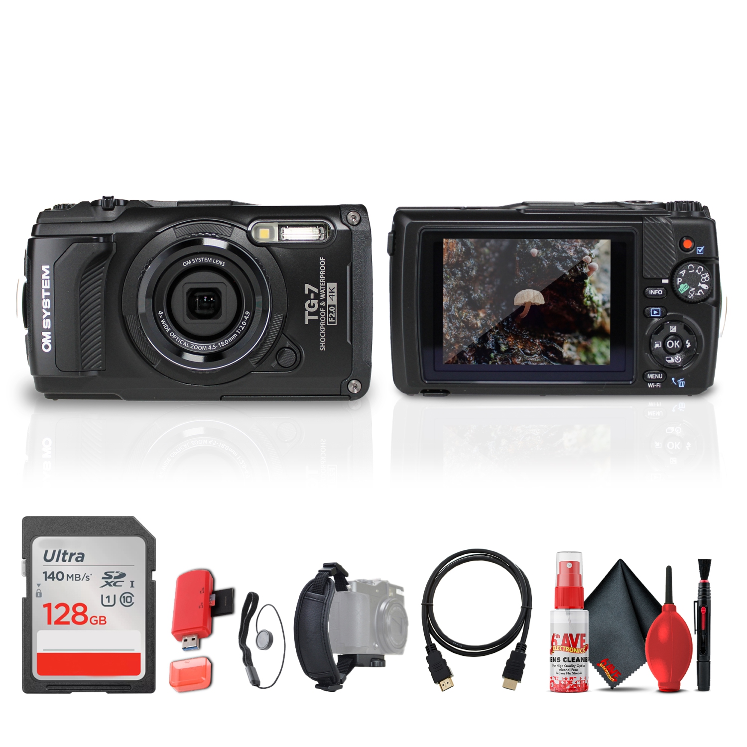 OM SYSTEM Tough TG-7 Digital Camera Bundle