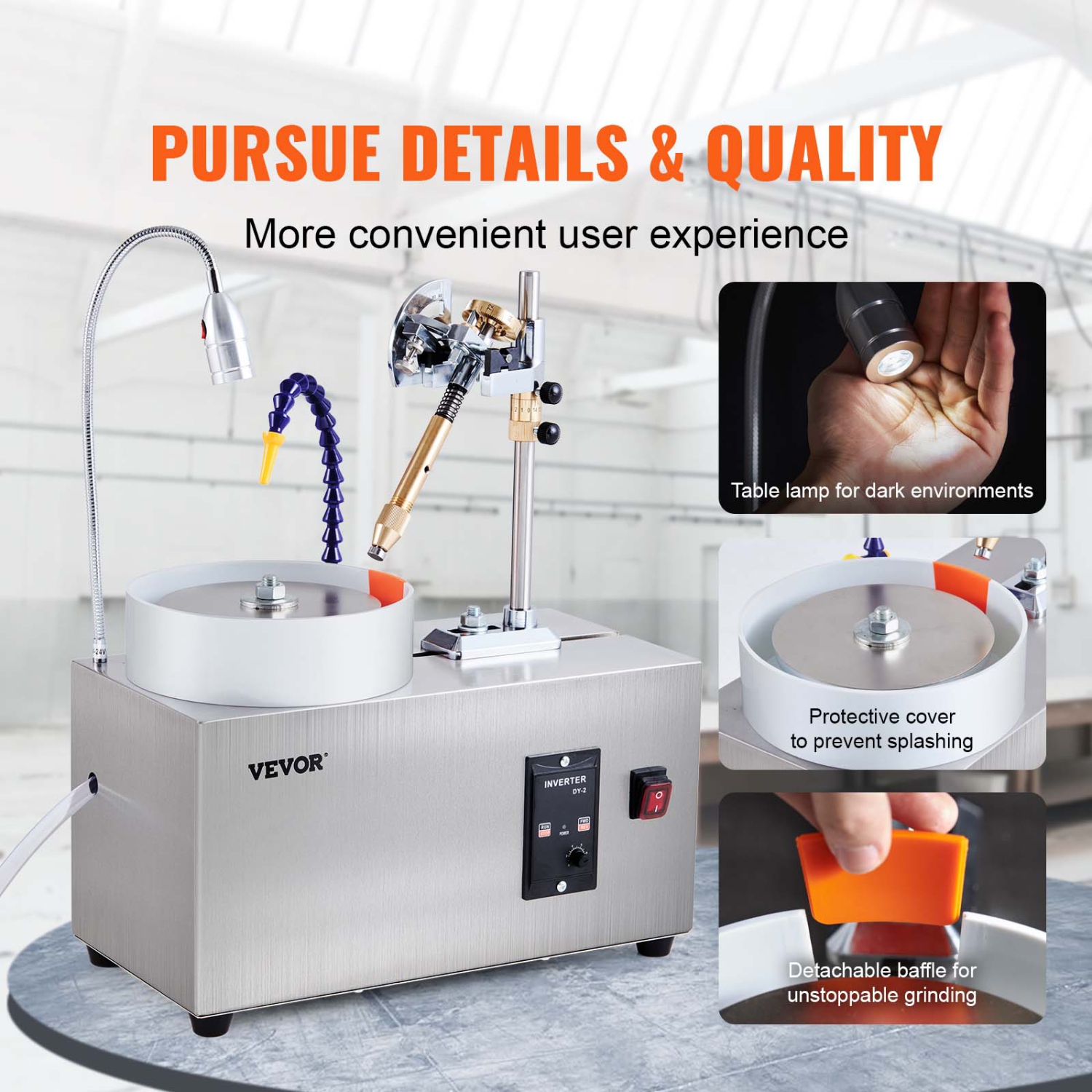 VEVOR 180W Gem Faceting Machine, Jade Grinding Polishing Machine 0-2980RPM Rotating Speed, Rock Jewel Angle Polisher with Precise Manipulator & Scale