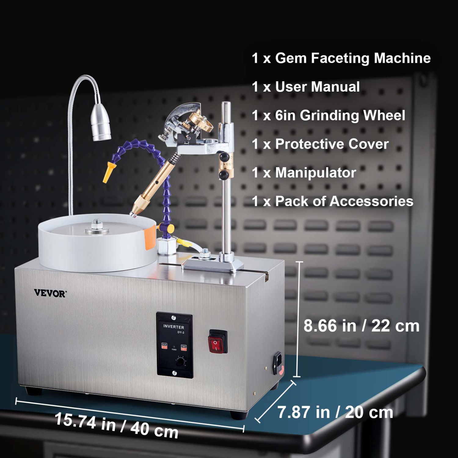VEVOR 180W Gem Faceting Machine, Jade Grinding Polishing Machine 0-2980RPM Rotating Speed, Rock Jewel Angle Polisher with Precise Manipulator & Scale
