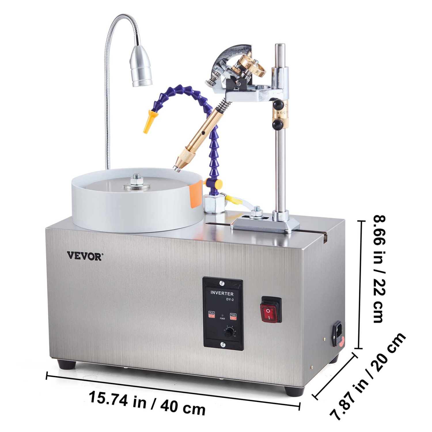 VEVOR 180W Gem Faceting Machine, Jade Grinding Polishing Machine 0-2980RPM Rotating Speed, Rock Jewel Angle Polisher with Precise Manipulator & Scale