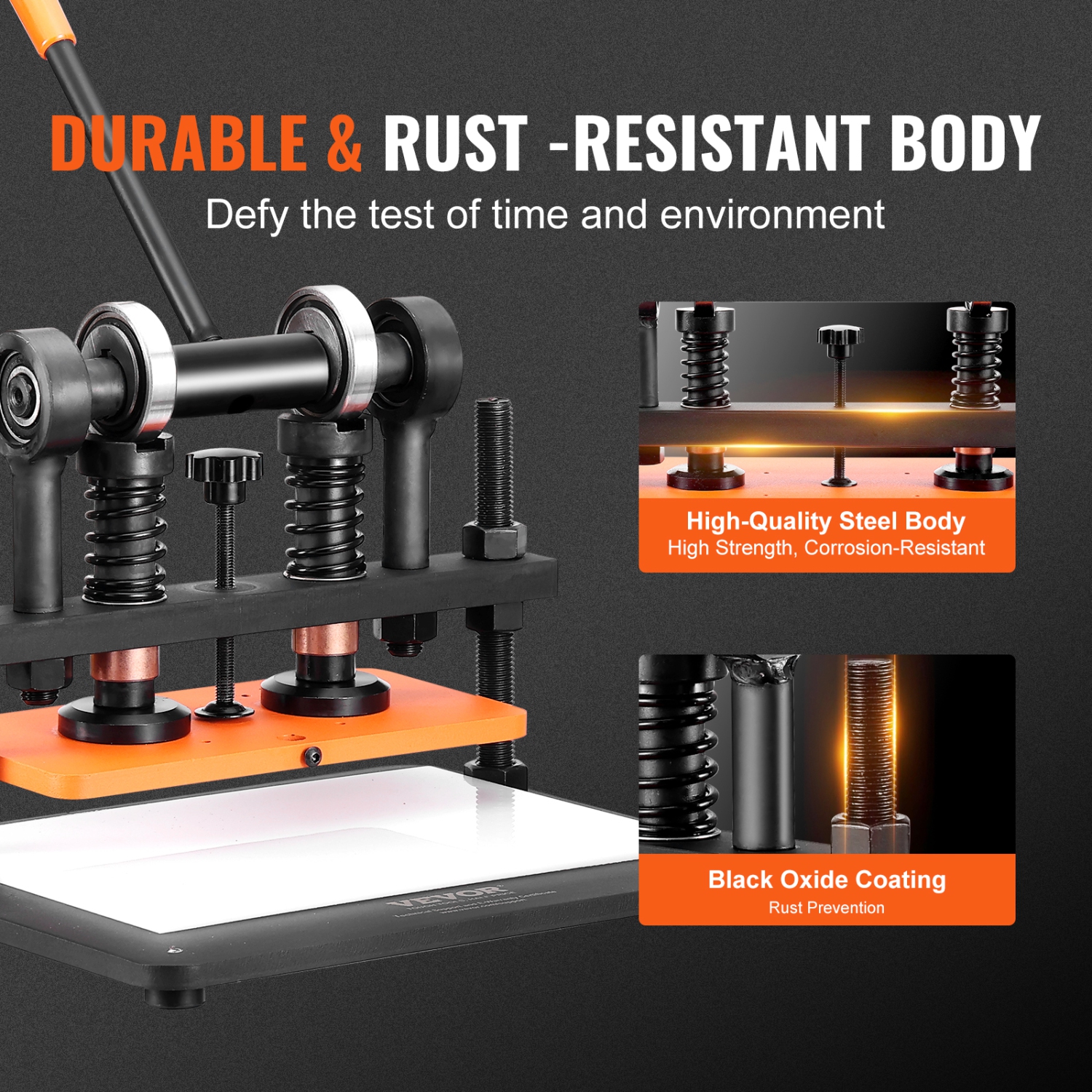 VEVOR 11 x 5.5 in Embossing Plate Manual Die Cutter, Leather Cutting Machine, 0.47 in Pressure Stroke Dual Guide Shafts Die Cut Machine, Embossing