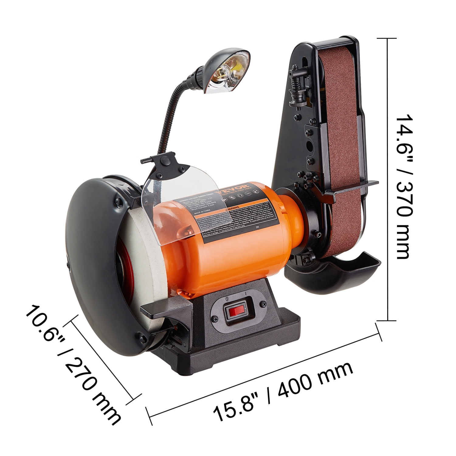 VEVOR 8 Inch Bench Grinder with 2 x28 Inch Belt Sander Combo, Bench Grinder Sander with 2.5A Induction Motor for Metalworking Sharpening Grinding