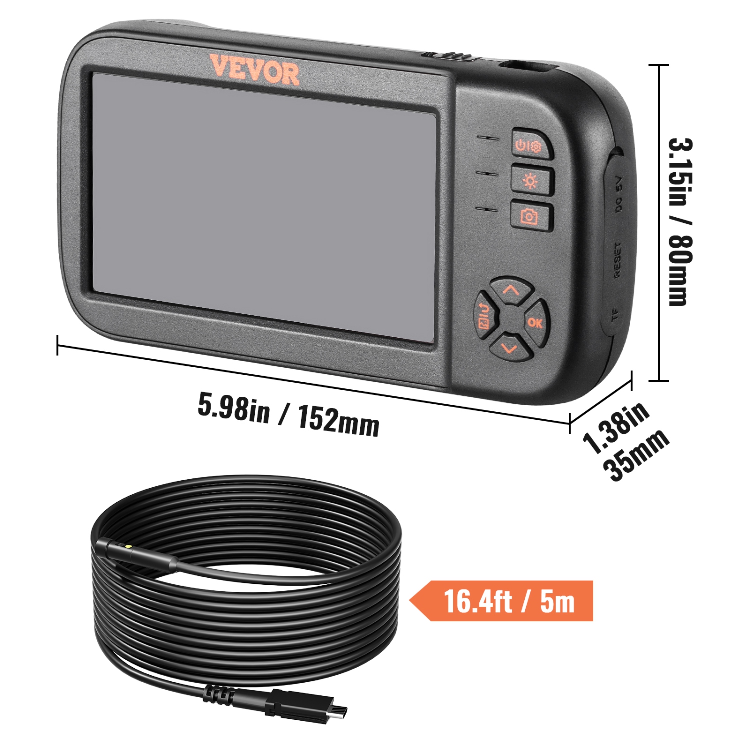 Caméra d'endoscope à trois objectifs VEVOR 32&nbsp;Go avec lumière, écran de 4,5&nbsp;po, caméra d'inspection 1080p, lumière 10 LED, caméra étanche