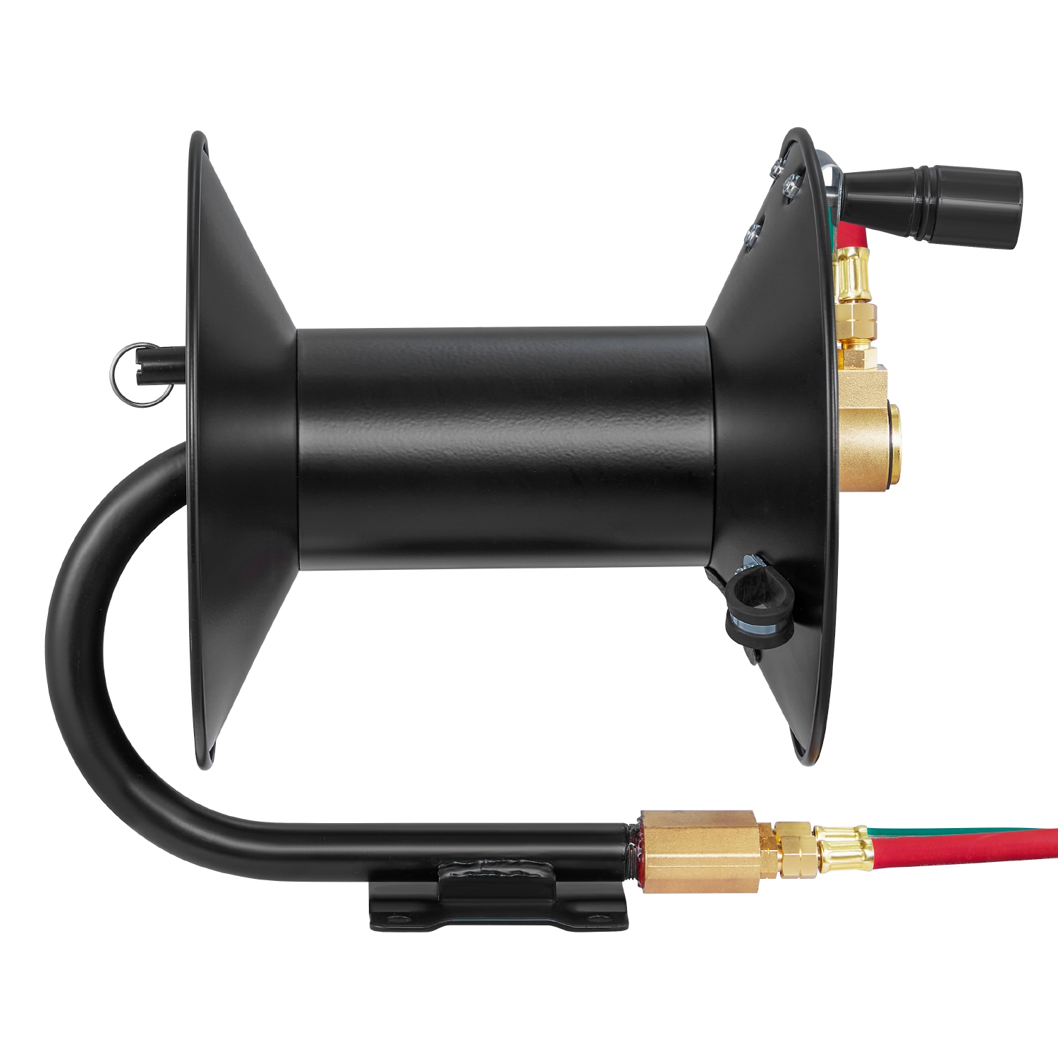 VEVOR 3FT Lead-in Hose Reel Welding, Hand Crank Rewind Hose Reel with Hose and 9/16"-18 B Fittings, Ceiling/Wall Mount Steel Reel for Workshops