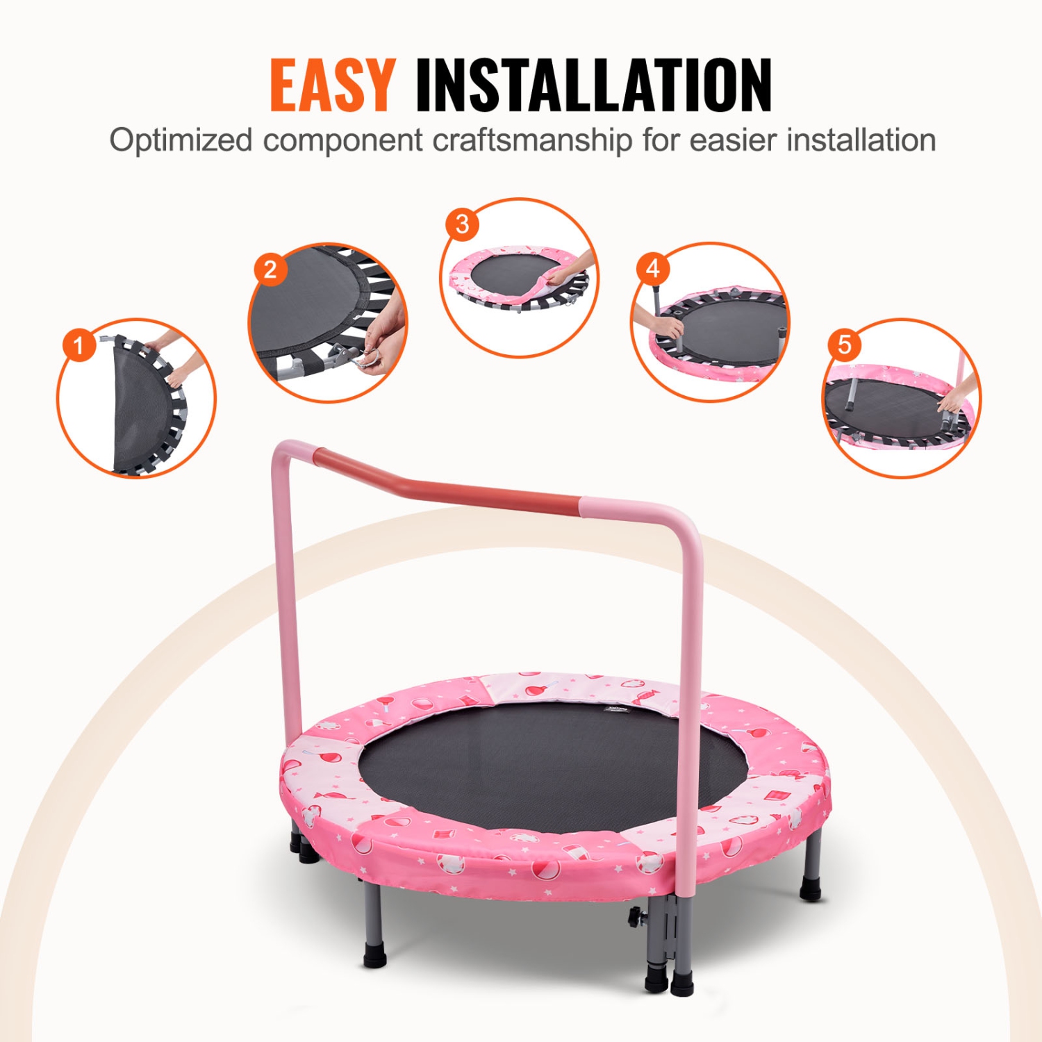 VEVOR 36" Kids Trampoline,3FT Indoor Outdoor Trampoline,Mini Trampoline with Handle,Rebounder Trampoline for Toddlers, Birthday Gift for 3+ Years