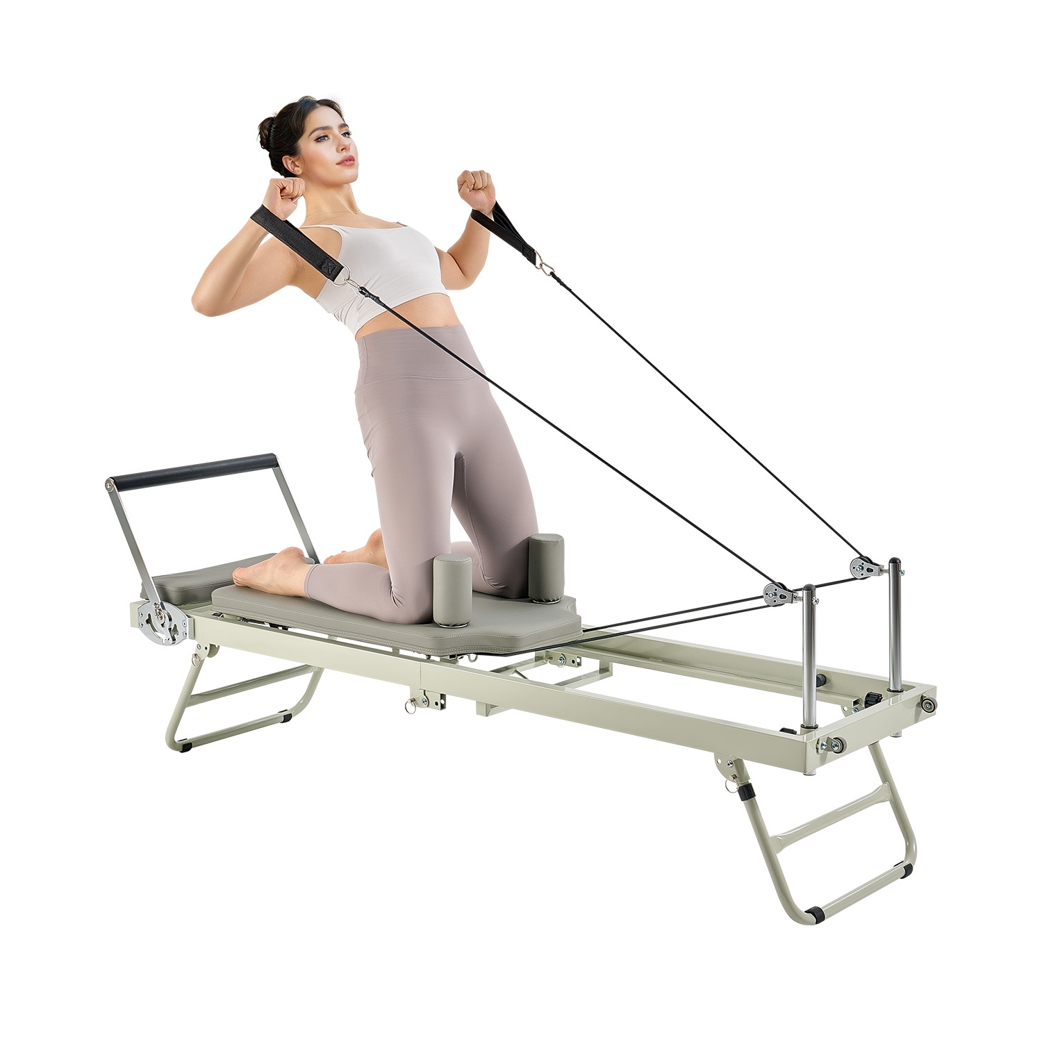 VEVOR 400 LBS Foldable Pilates Reformer, Pilates Workout Machine for Gym Studio Use, Pilates Bed with Dual Resistance- Spring & Cord, Reformer Set