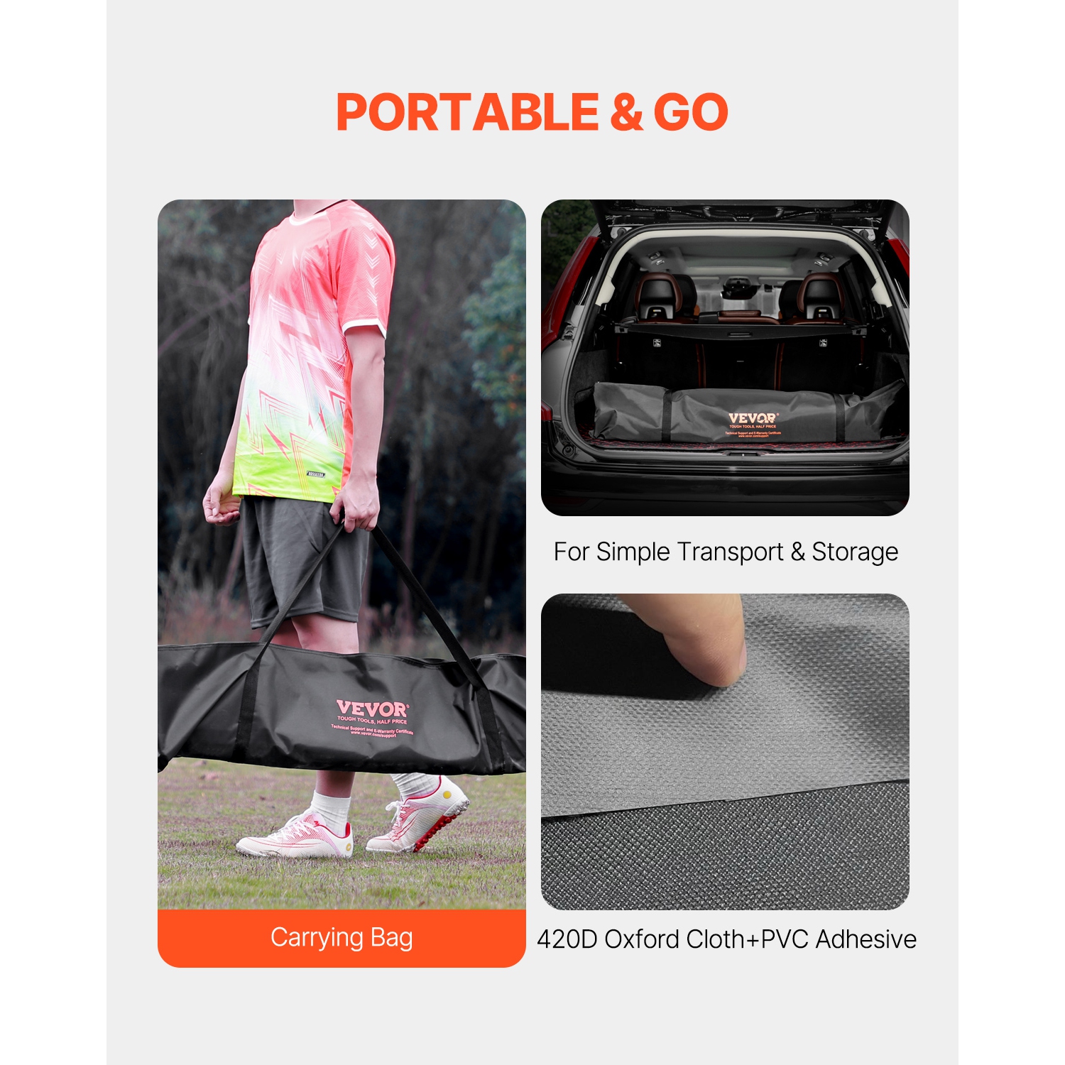 VEVOR 12x6 ft Portable Adults Kids Backyard Soccer Net, Large Soccer Net, Steel Fiberglass Structure Training Goal Set, All-Weather Outdoor Soccer