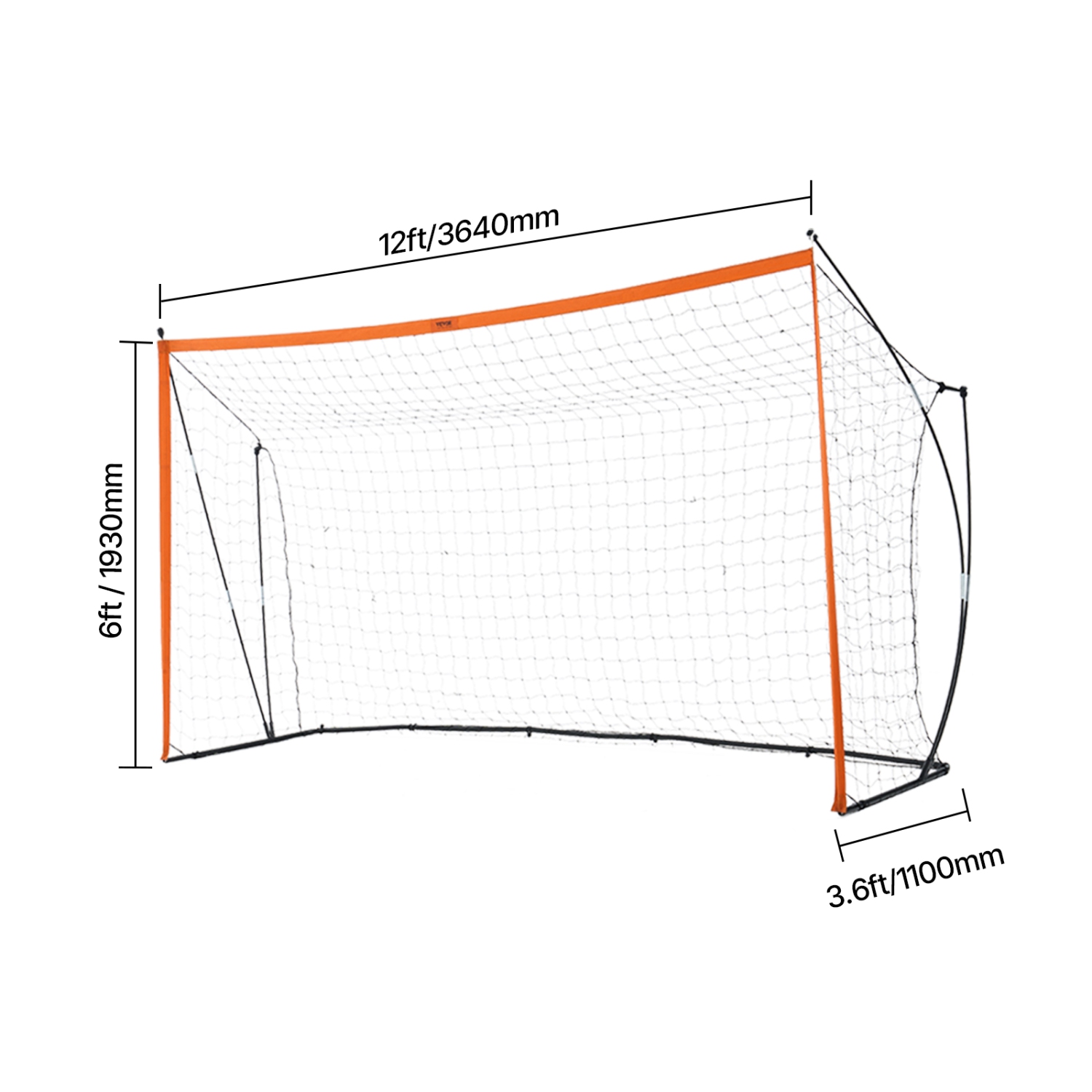 VEVOR 12x6 ft Portable Adults Kids Backyard Soccer Net, Large Soccer Net, Steel Fiberglass Structure Training Goal Set, All-Weather Outdoor Soccer